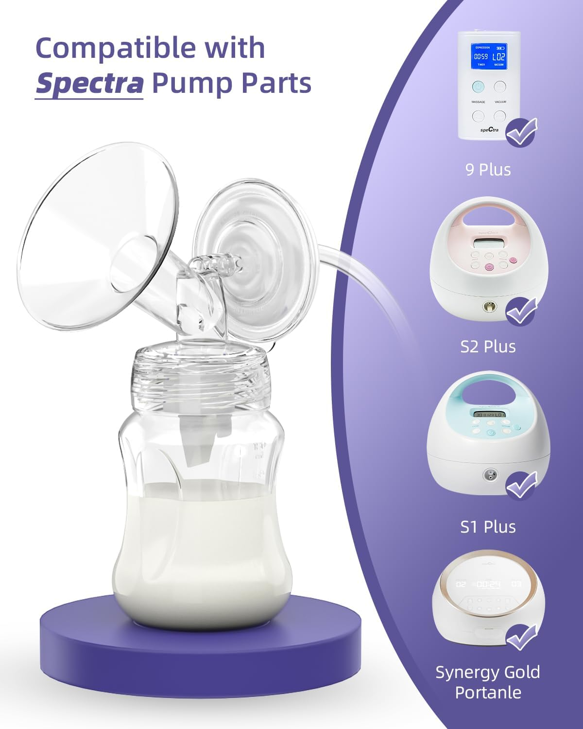 KAIYIV 10PCS Duckbill Valve Silicone Kit Compatible with Spectra S2 S1 9 Plus, Bpa,Not Original Spectra Pump Parts image number 1