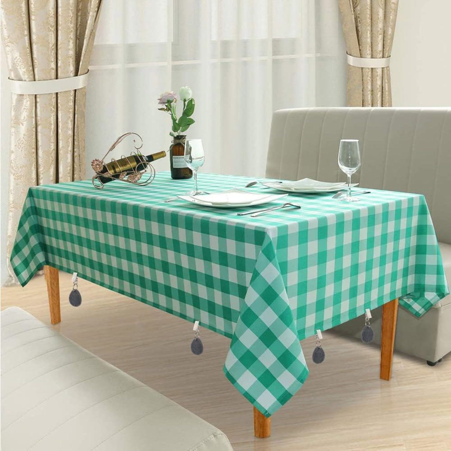 Tablecloth Weights Hangers,8 Pcs Tear Drop Marble Tablecover Weights, Tablecloth Pendant Stone Table Cover Weights with Metal Clips for Outdoor Party Picnic Table Decoration (Grey) - Grey image number 5