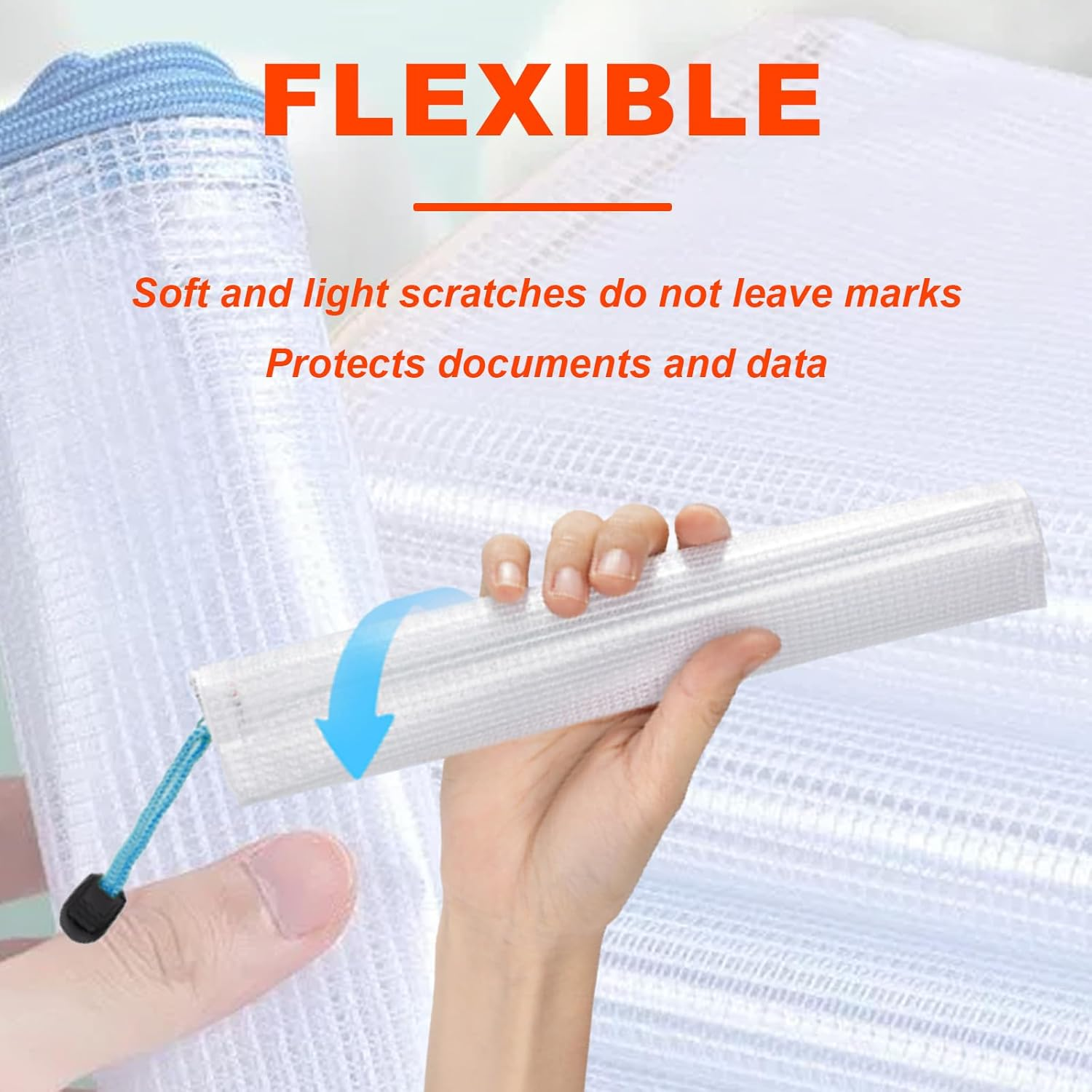 12 Pcs A4 A5 Plastic Zip Wallets, Document Folders, Mesh Zipper Bags, Waterproof Zip Plastic Wallets, Zip Lock Bags for Travel Home Office Supplies Craft Projects(6 Colors) image number 3