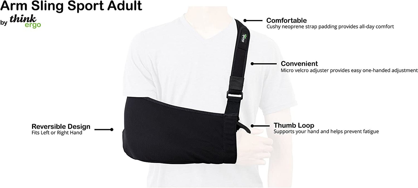 Arm Sling Sport - Lightweight, Breathable, Ergonomically Designed Medical Sling for Broken & Fractured Bones - Adjustable Arm, Shoulder & Rotator Cuff Support (Adult) image number 3