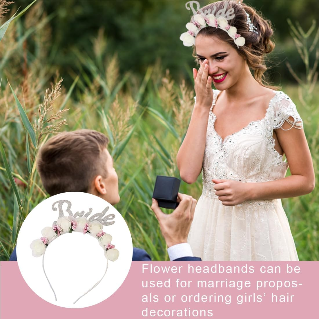 AYVRUOP Bride Headband, Bachelor Party Women'S Headband, Bride to Be Hair Accessories, Bride Headpiece, Fashionable and Beautiful, Perfect for Bridal and Wedding Wear, Silver, Large image number 4