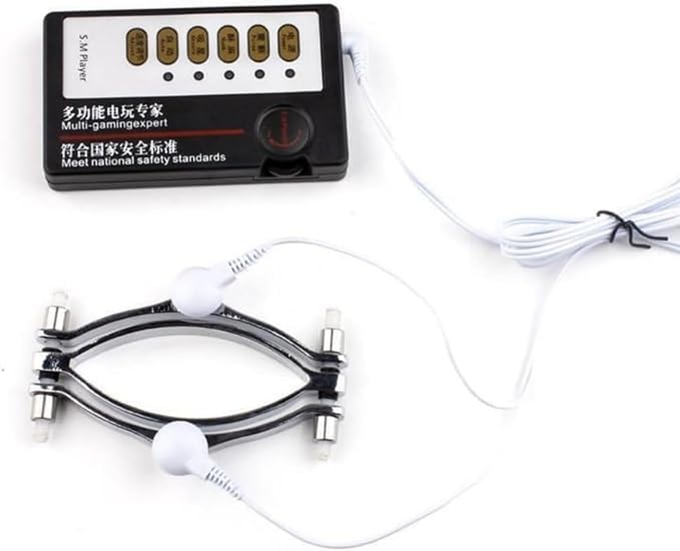 Electric Labia Clip Spreader Clamps Speculum Chastity Device Metal Chastity Dilator Electric Adjustable Clamp Device Women Spreader for Women Adult Sex Toys image number 6