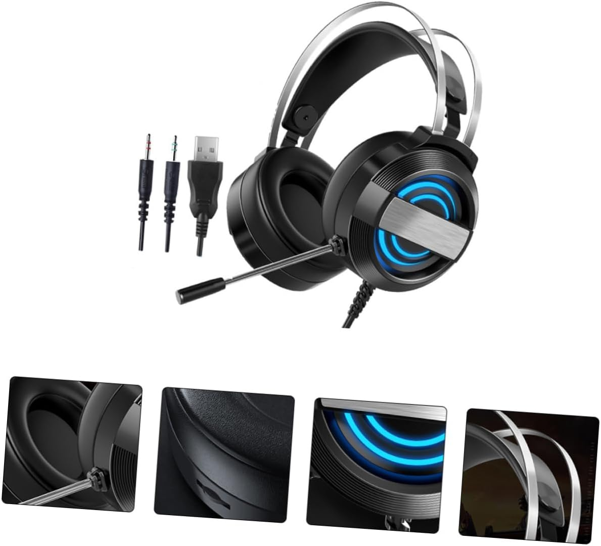 Homoyoyo Wired Over-Ear Gaming Headset with Microphone for PC Players, Stereo Sound, USB Connection, Comfortable Head-Mounted Design, Black Standard Version for Home and Professional image number 6
