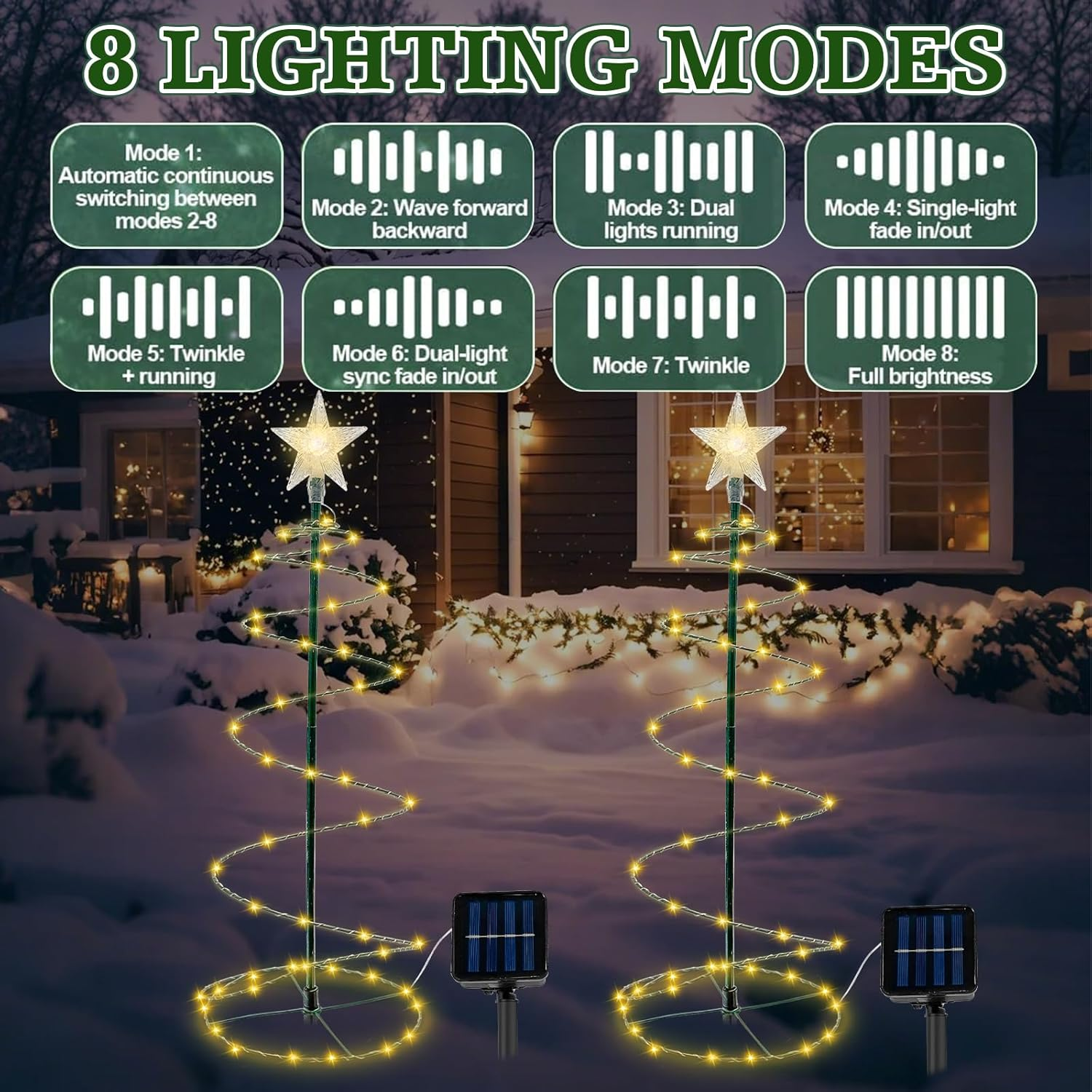 Yumsur Outdoor Solar Christmas Decoration - Waterproof Spiral Christmas Tree Lighting for Gardens, Patios image number 2