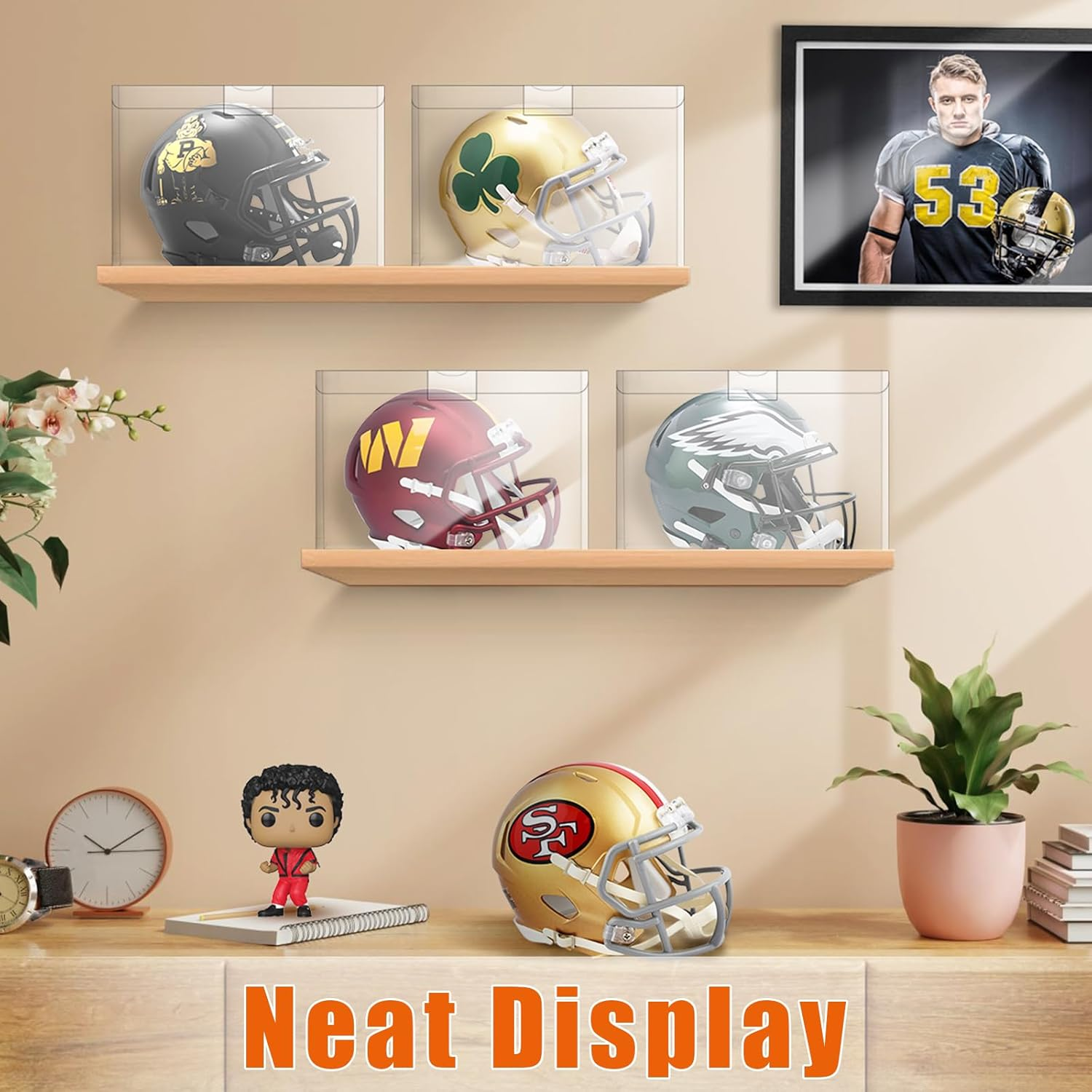 10 Pack Mini Football Helmet Display Case, Mini Helmet Protector Case, Mini Helmet Case for Display image number 3