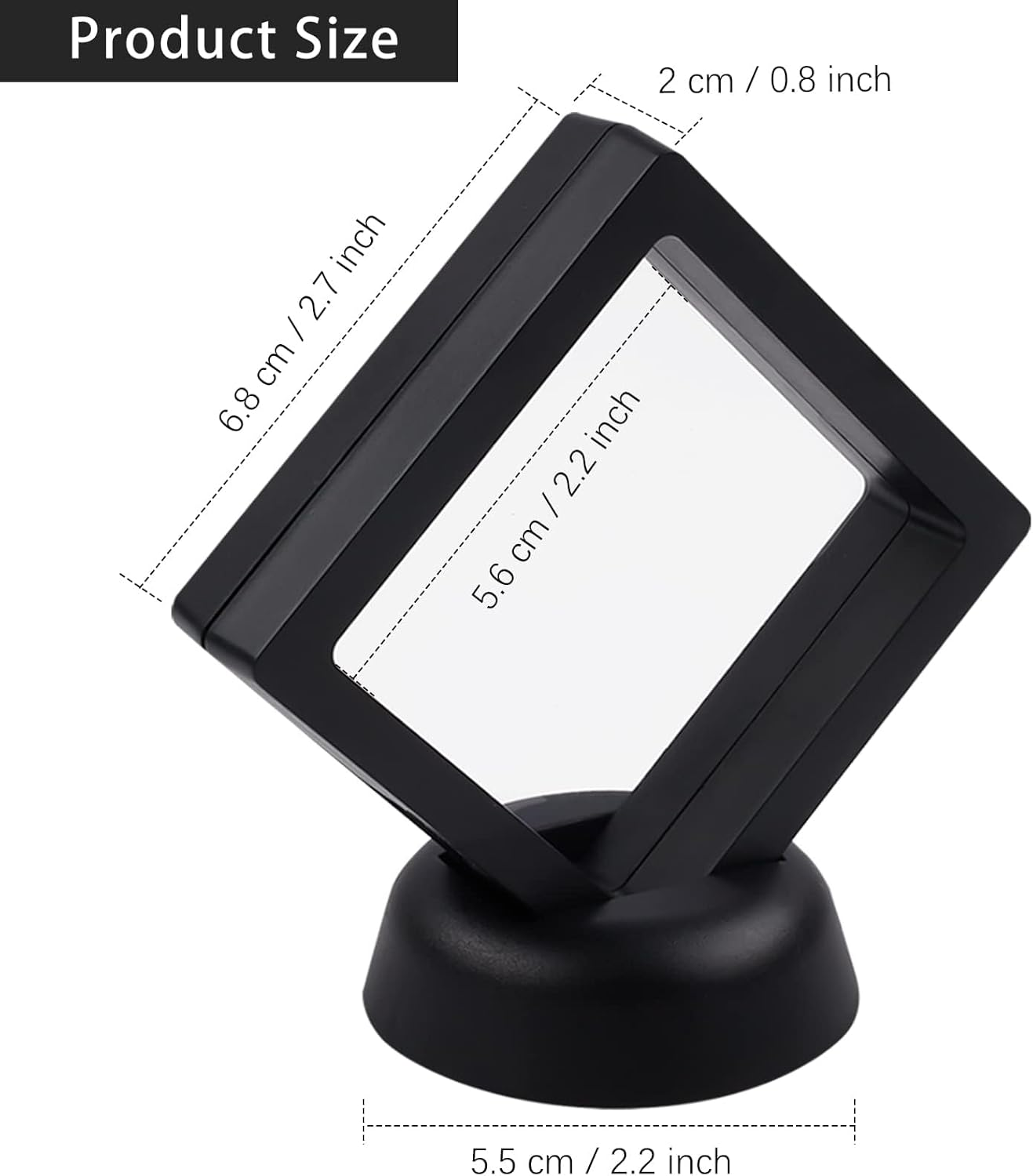 4Pcs 3D Floating Frame with Stand, Challenge Coin Display Holder, Small Shadow Box for Earrings, Rings, Brooch, Military Medal, Black, 2.75X2.75 Inches image number 1