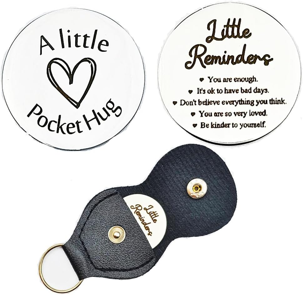 Encouragement Inspirational Gifts for Women Men Pocket Hug Token Keychain Christmas Birthday Gifts for Sister Friend Hug Tokens Keepsake with PU Leather Key Chain image number 5