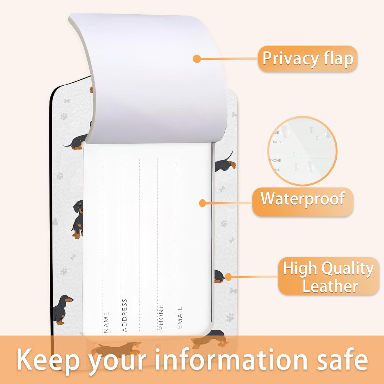 Dachshund Dog Paws Luggage Tags for Suitcase,Luggage Tag with Stainless Steel Loop Privacy Cover ID Label Travel Bag Luggage Identifiers for Women Men Travel,Set of 2 - American Bald Eagle With Usa Flag image number 5