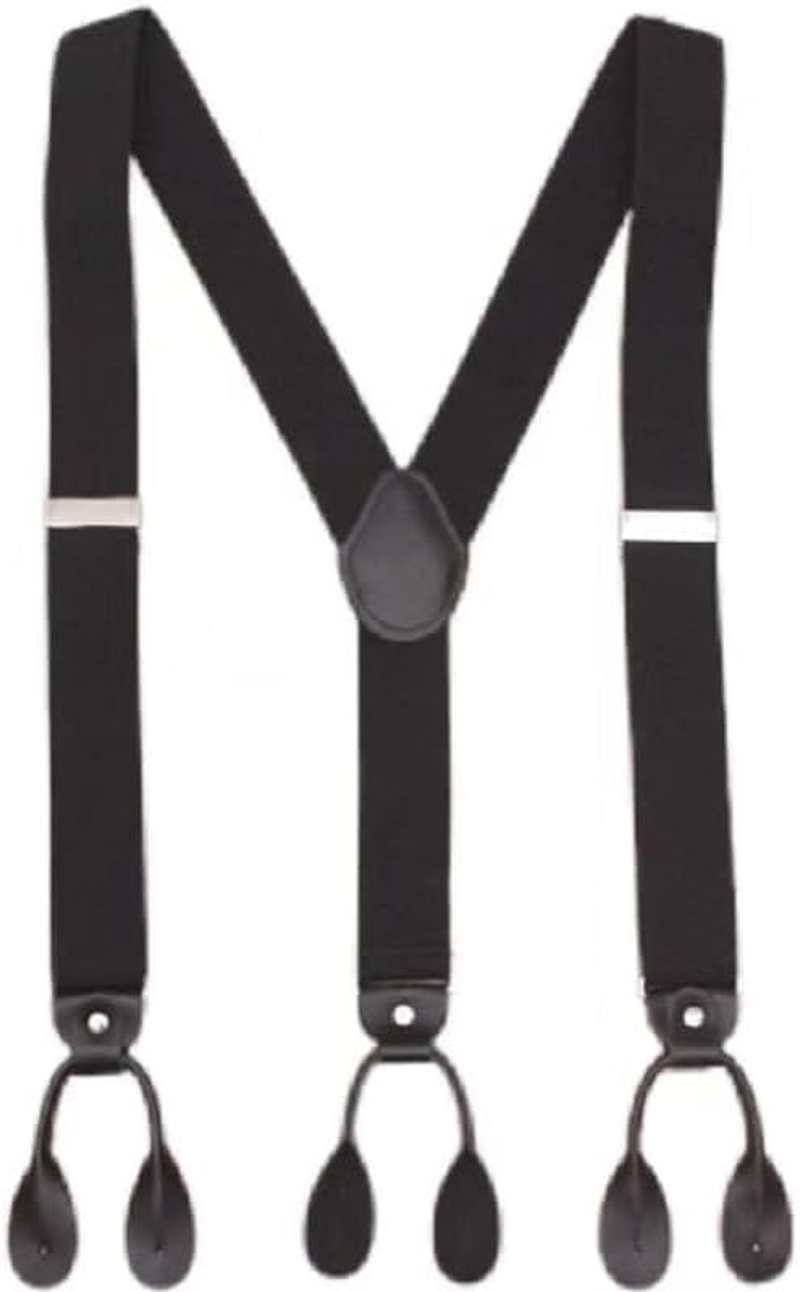 Mens Button End Dress Suspenders - Adjustable Elastic Y Shape Suspender image number 1