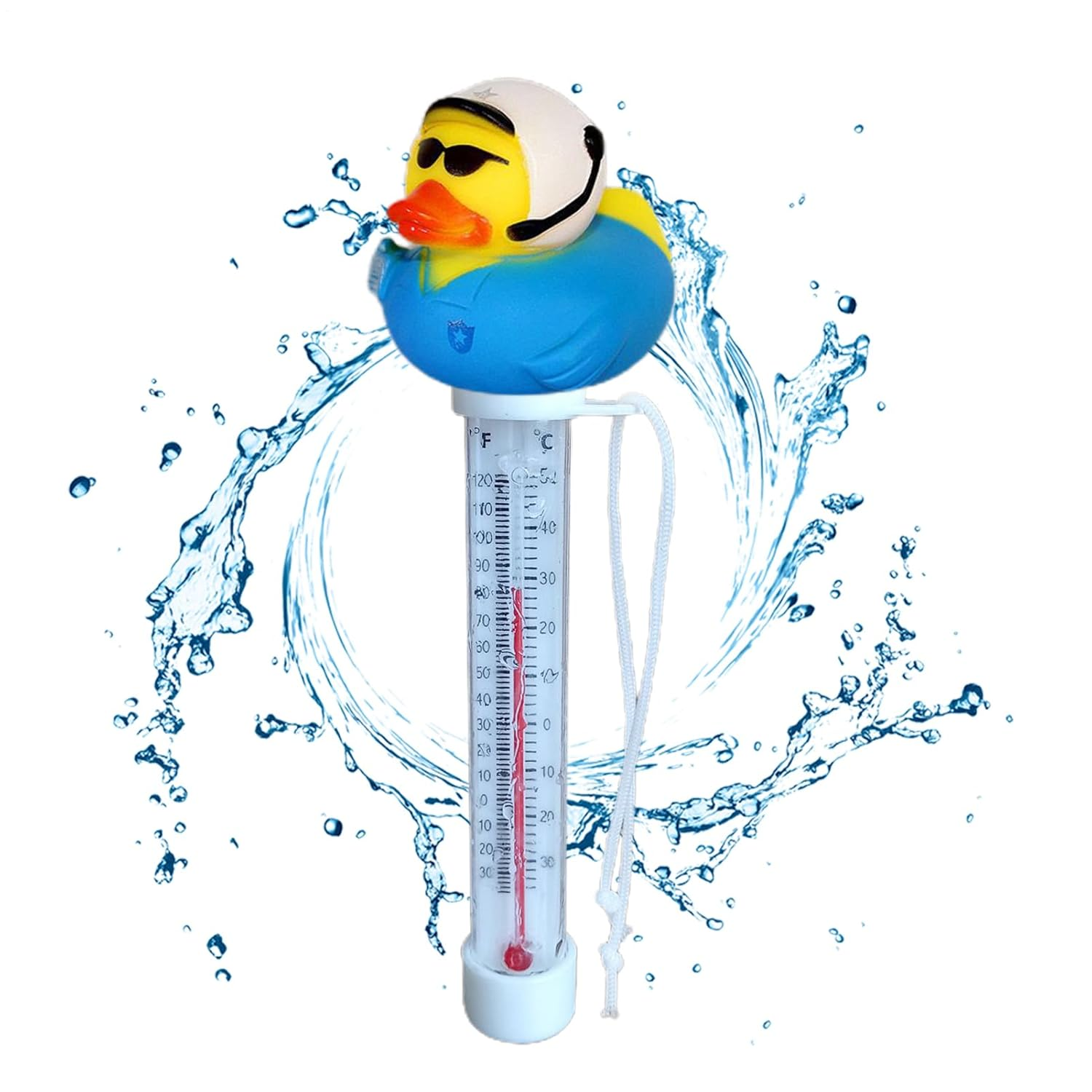 Bath Thermometer, Pool Thermometer Floating, Precise Temperature Gauge with String, Temperature Meter for Hot Tub, Easy to Read, for Shower, Fishing Pond, Ice Bath - Duck image number 4