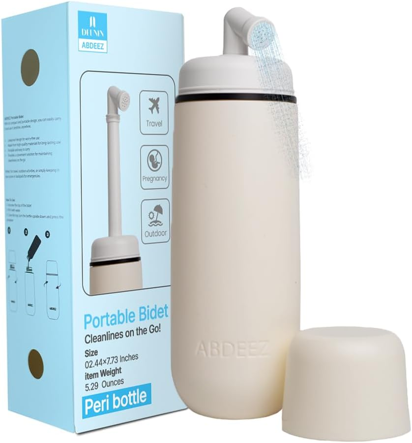 ABDEEZ Portable Bidet &ndash; Travel Bidet for Toilet & Postpartum Care | 12.84Oz (380Ml) Leakproof Peri Bottle | Handheld Bidet Spray for Hygiene, Camping & On-The-Go Use | Collapsible & Expandable Design