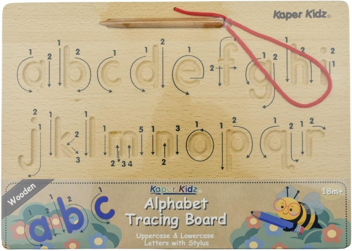Kaper Kidz - WT362 ALPHABET TRACING BOARD DOUBLE SIDED: Upper and Lower Case Letters, Directional Arrows, Grooved Surface - Educational Tool for Preschool and Kindergarten Prep image number 1