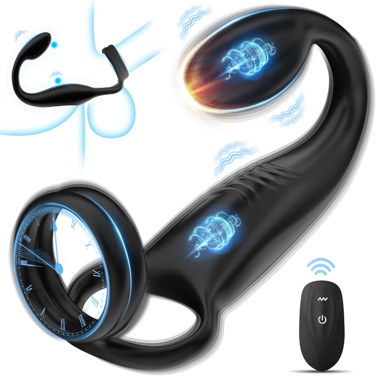 Vibrating Cock Rings Anal Vibrator - Mens Anal Sex Toy Prostate Massager Vibrator with 10 Modes, Remote Control Vibrating Butt Plug Penis Scrotum Stimulator, Male Vibrator Couple Anus Anal Toy image number 2