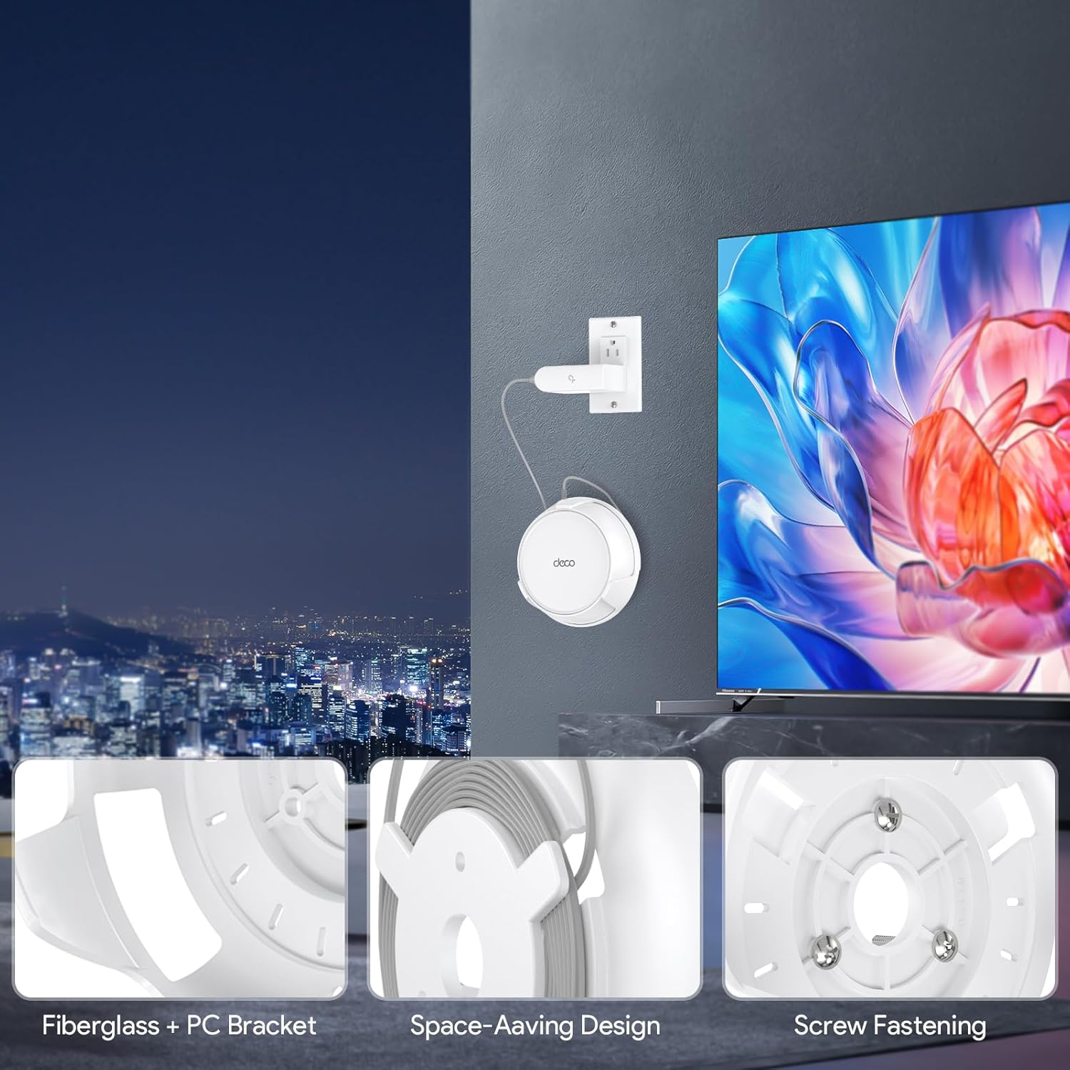 XLTTYWL Deco Wifi 7 Wall Mount Kit, Deco BE23/BE25/BE3600/BE5000 Router Mount Bracket Optimize Space&Cable Management for TP Decos 7 Dual-Band Wifi 7 Mesh Wi-Fi System (White, 3 Pack)