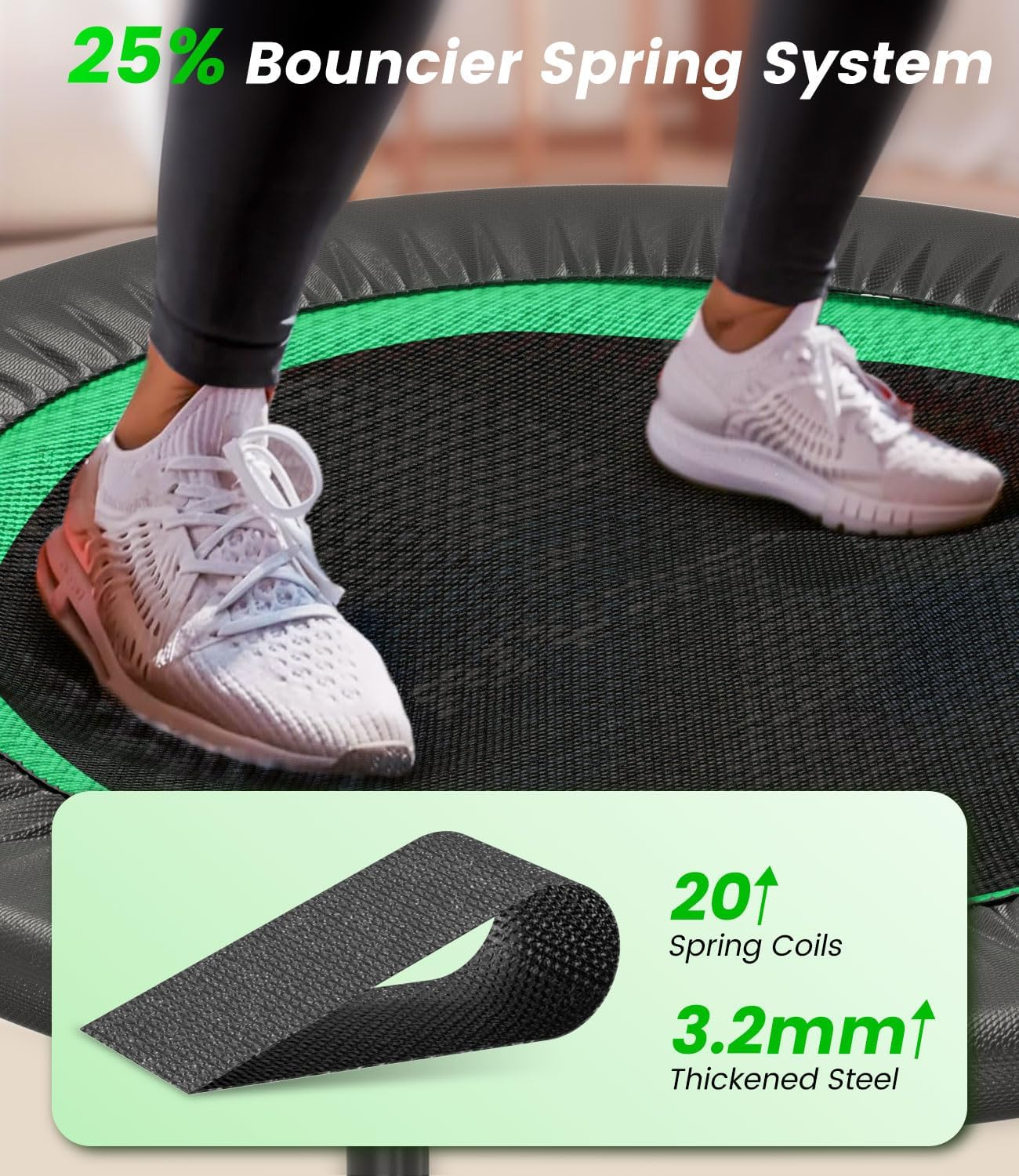Mini Trampoline for Kids Adults - 48" Foldable Fitness Rebounder Mini Trampolines image number 5