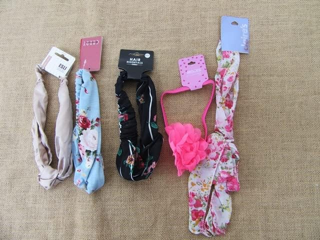 12Sheets Fabric Elastic Wide Head Band Assorted image number 2