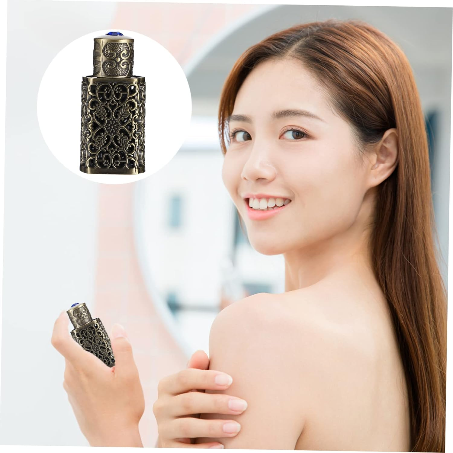 3Pcs Hollow Flower Engraving Essential Oil Spray Bottle Leak Perfume Dispenser for Travel Camping Crafts Aromatherapy image number 2