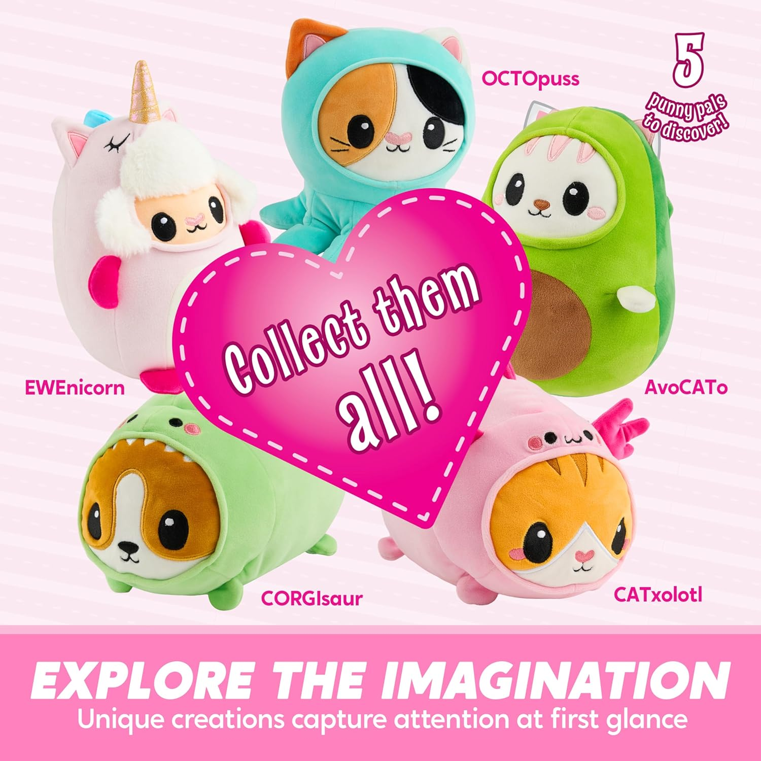 JOYIN Stuffed Animal, Kawaii Axolotl Cat Plush Toy, 11" Soft Plushie, Cute Pillow for Kids and Adults, Surprise Birthday Gift Boys and Girls (Catxolotl) image number 4