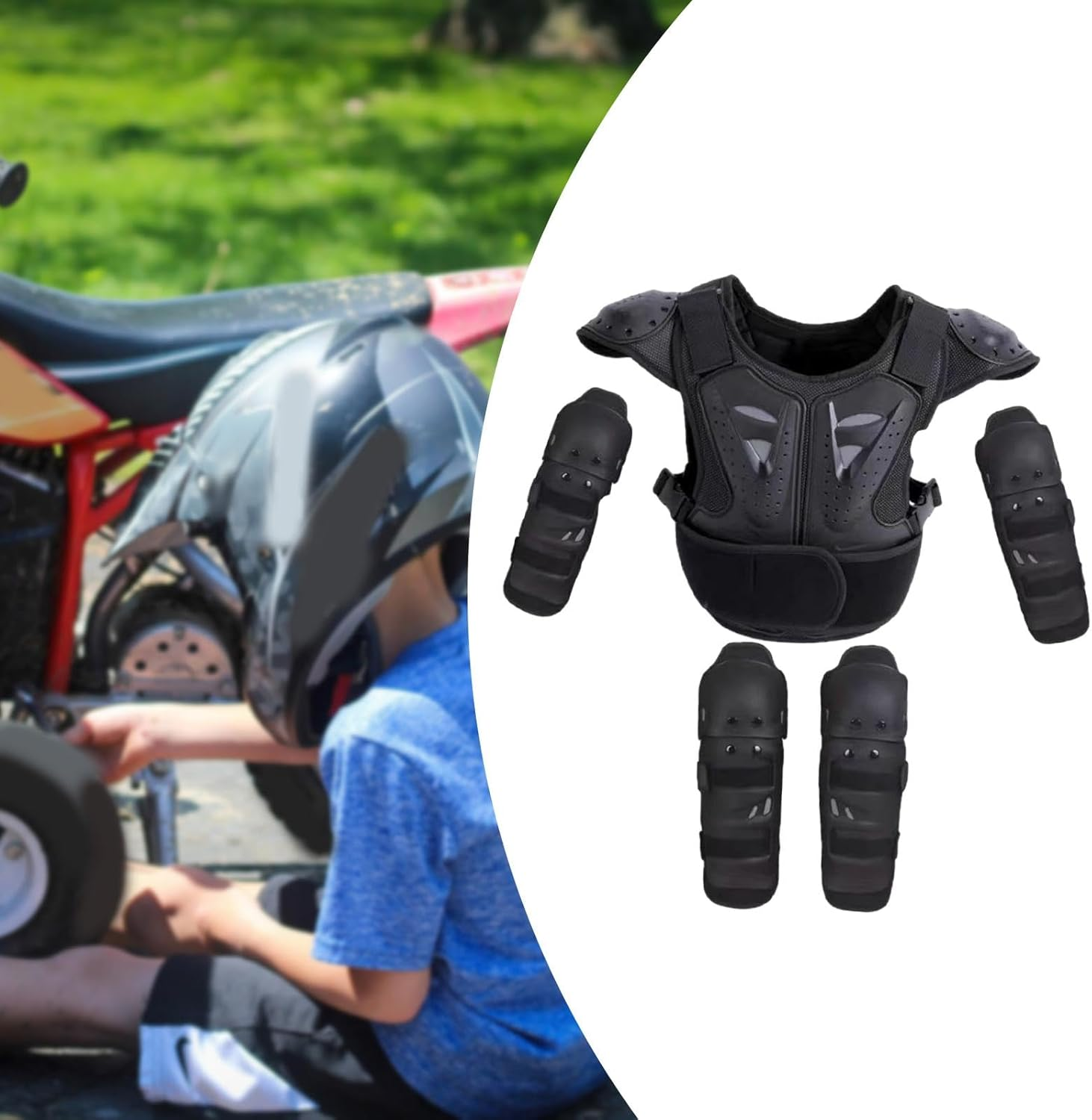 Dirt Bike Gear, Kids Motorcycle Full Body Armor Suit Riding Protective Chest Spine Back Protector for Skiing Motocross image number 5