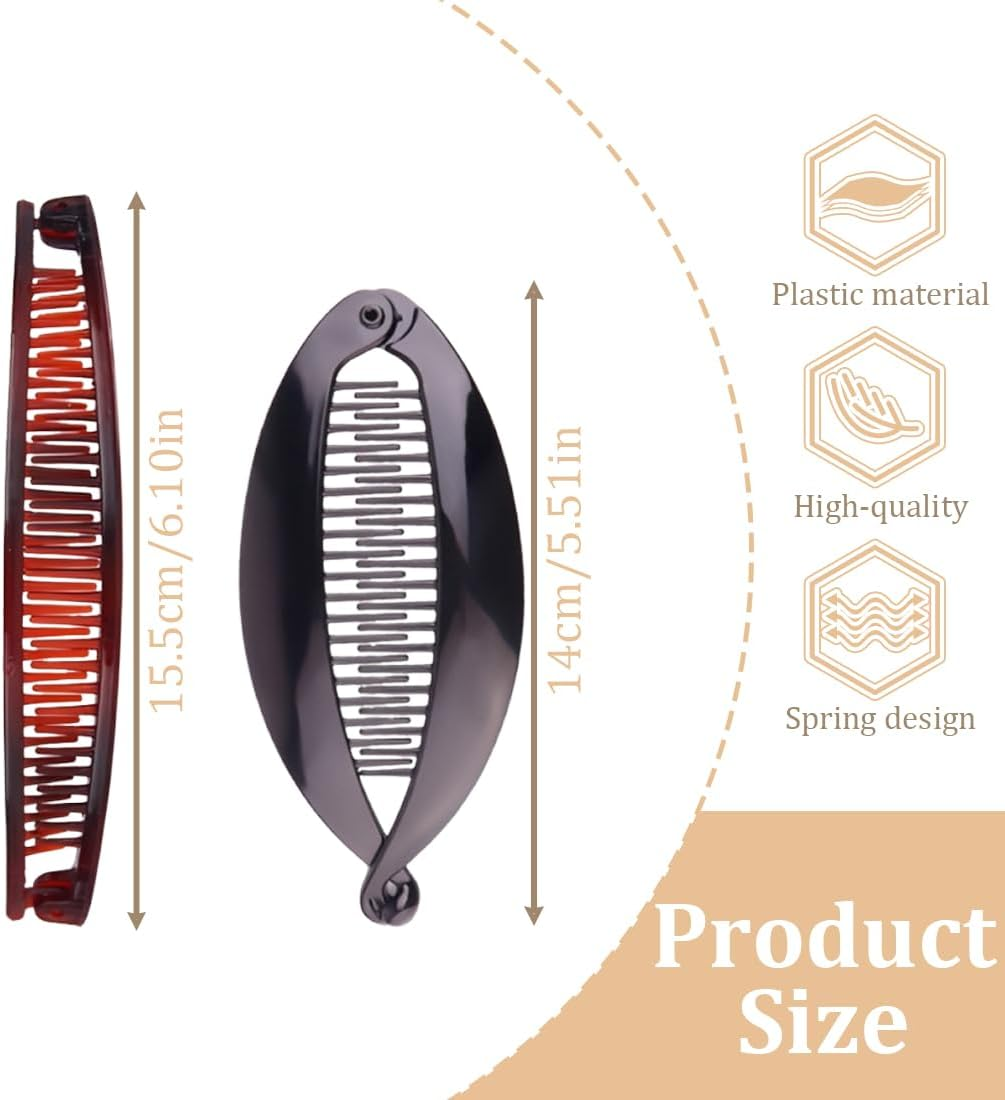 Pack of 4 Banana Clips, Banana Hair Clips, Fish Tail Hair Clips, Ponytail Holder Clip image number 2