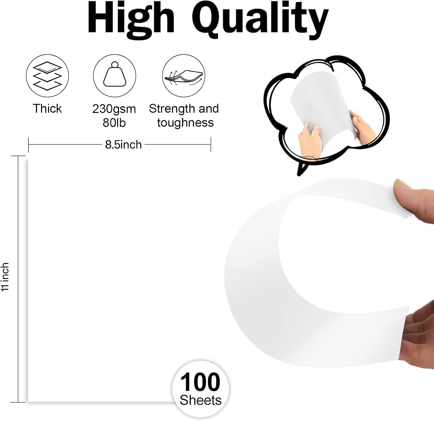 Igolife 50 Sheets White Cardstock A4 Card Stock 250GSM Heavyweight Paper Thick Paper for Scrapbooking, Crafts, Business Cards, Invitations image number 6