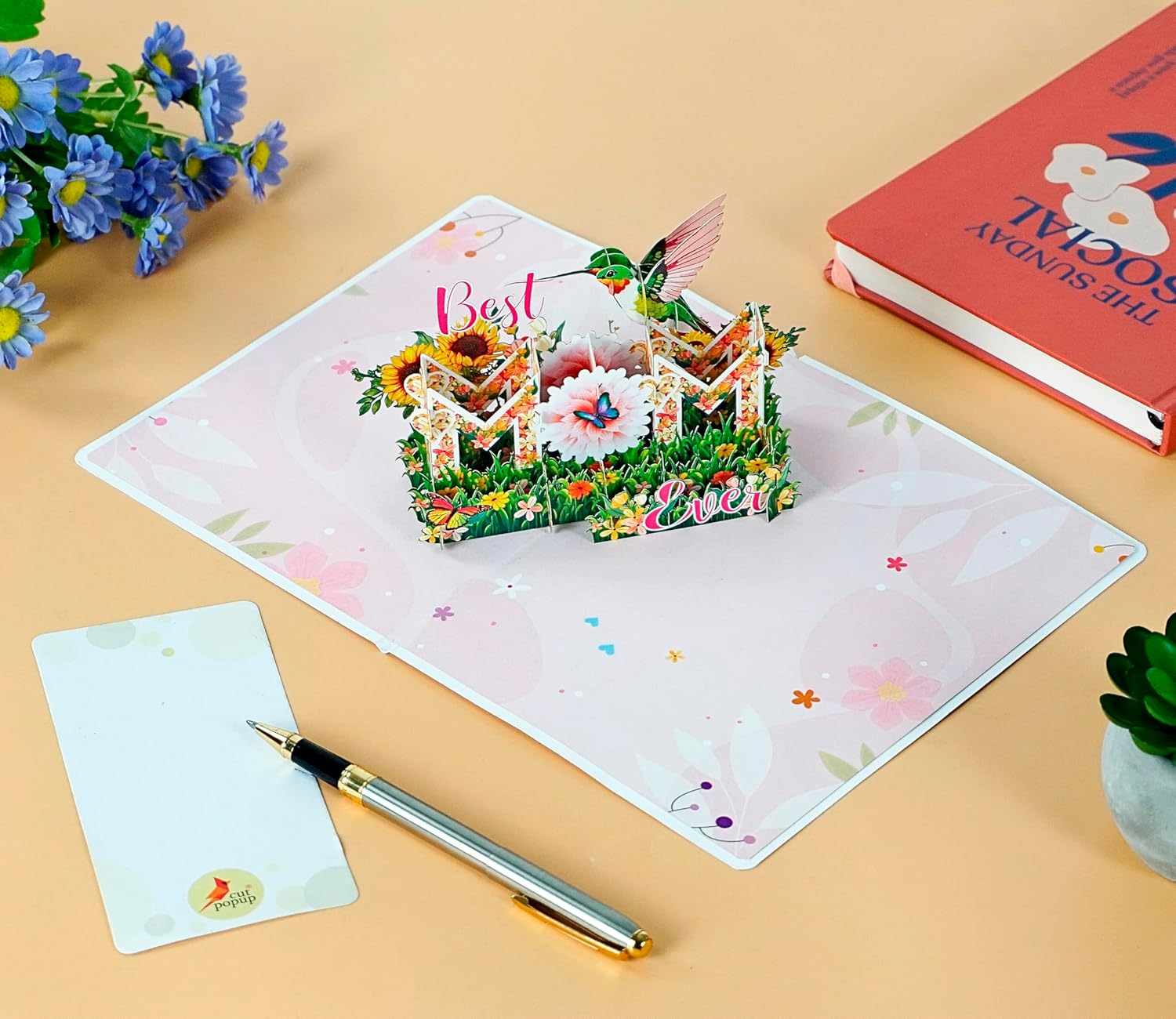 CUTPOPUP Bestmomever, Mothers Day Card Pop Up, 3D Birthday Greeting Card, Mother'S Day Card for Women, Mom, Wife, Grandma, Daughter (Bestmomever Hummingbird) SD226AU1520 - Bestmomever Hummingbird-15X20Cm image number 4