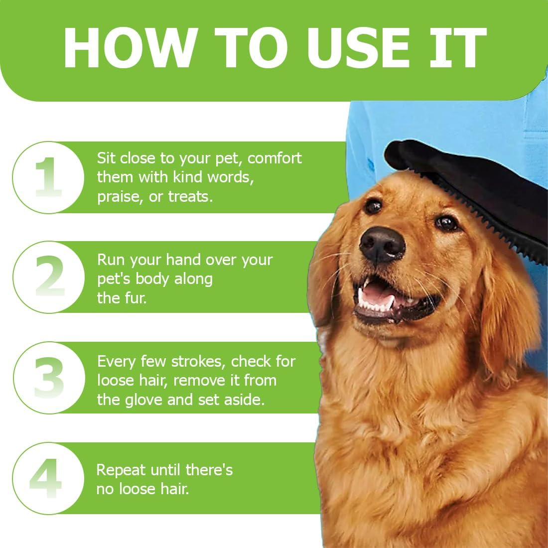 KIRZAX Self Cleaning Cat Brush (With Release Button & Flea Comb) + 1 Pair Dog Grooming Gloves - Cat Dog Horse Grooming Kit Suitable for Long/Short Hair