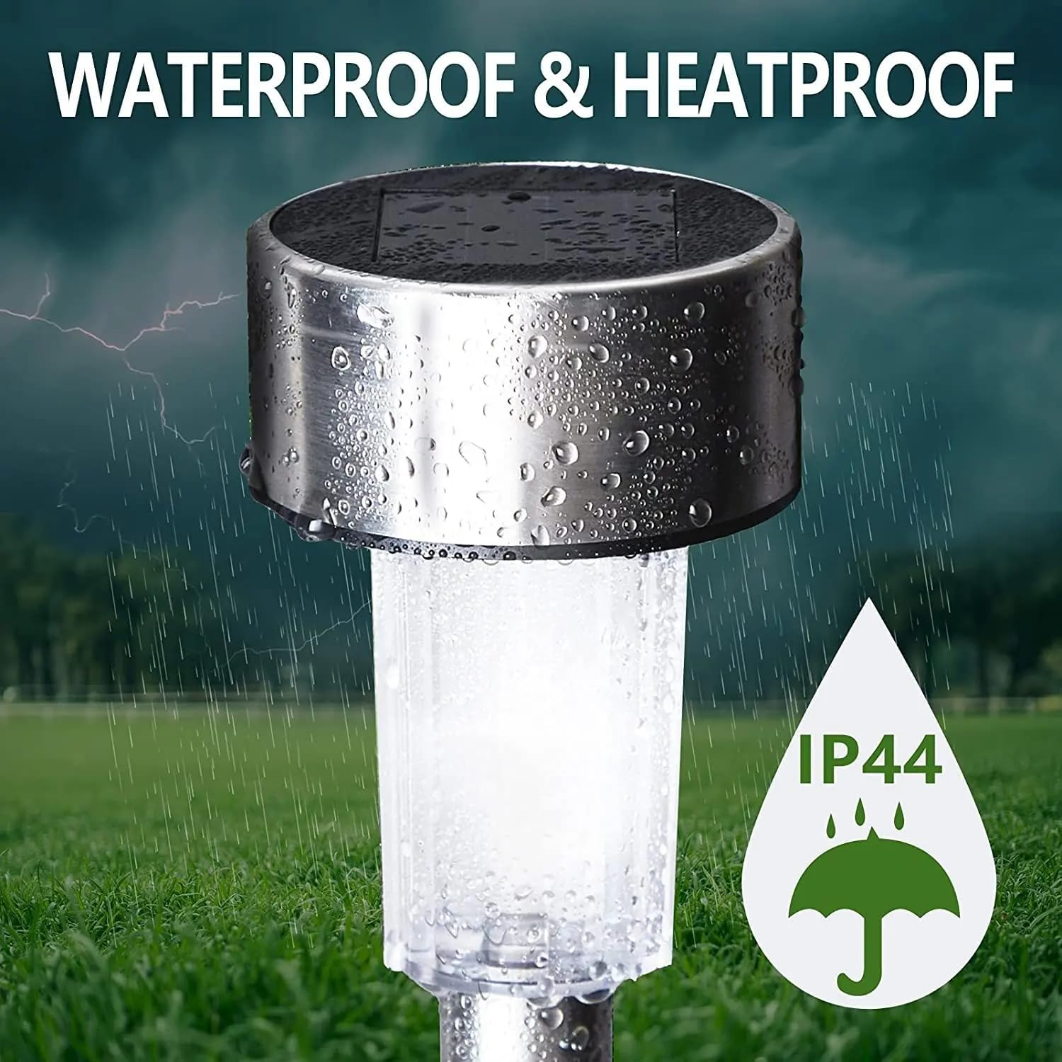 10-Pack Stainless Steel Solar Garden Lights LED Waterproof Landscape Lighting for Pathway, Patio, and Yard - Warm Light image number 2