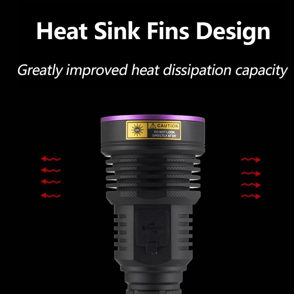 Alonefire SV43 36W 365Nm Professional USB Rechargeable Ultraviolet UV LED Torch Black Light Urine Detects for Resin, Peach, Fluorescein, Scorpios, Glue with UV Protective Glasses, Battery Included