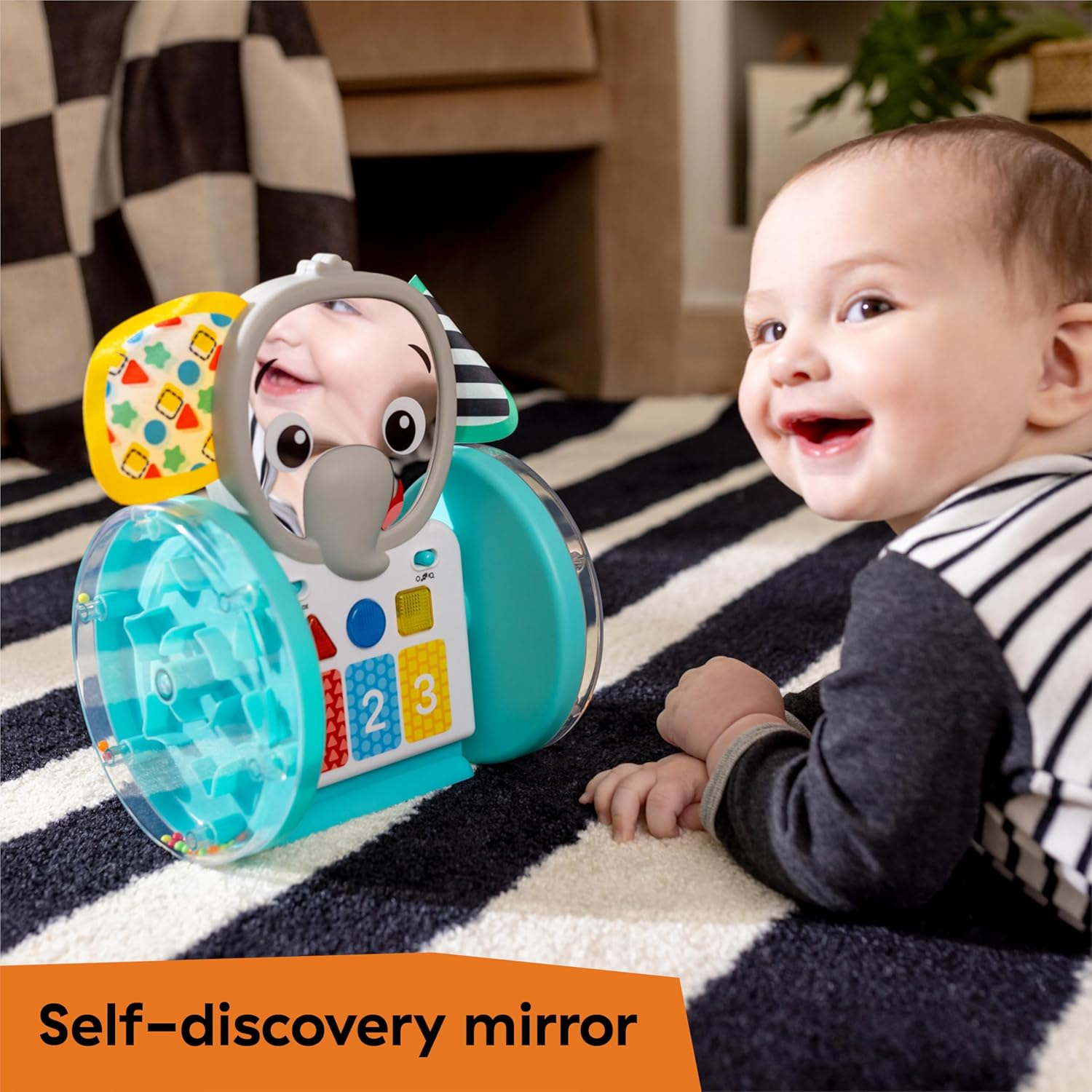 Baby Einstein Chase & Tap Earl Crawling Baby Toy, with Mirror and Music, Ages 6 Months and Up image number 1