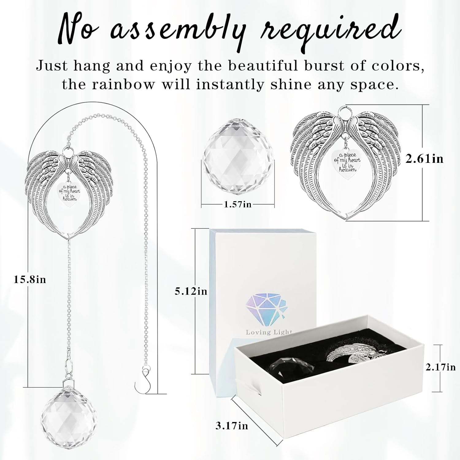 Purefly Memorial Gifts for Loss of Loved One, Unique Sympathy Gift Idea Clear Crystal Ball Window Suncatcher, Rainbow Bereavement Grief Gift Box for Loss of Mother Father Husband Son Daughter Dog