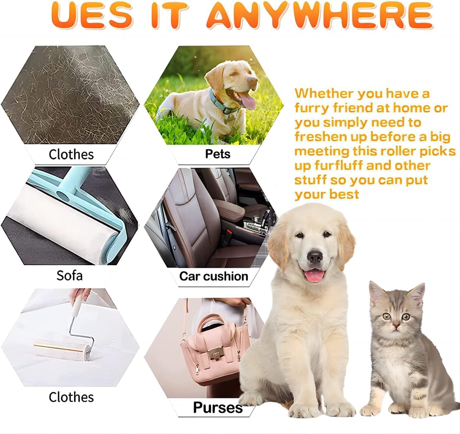 Askan 2 Set Stick It Roller, Handheld Stick It Lint Roller Pet Hair Remover, Reusable Lint Rollers Washable Lint Roller, Stick It Roller Set for Pet Hair, Clothes, Quilt (Set of Two) image number 5