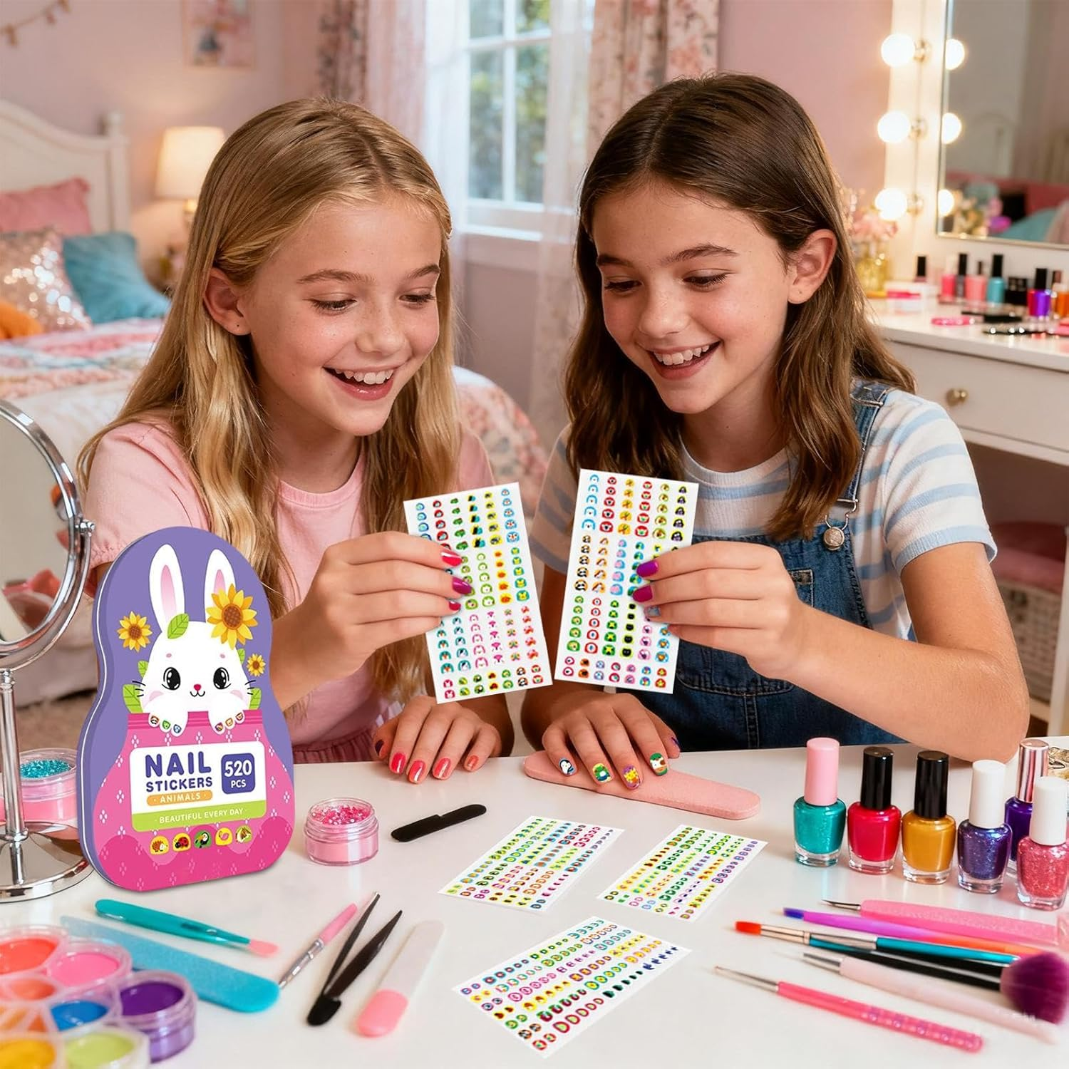 Nail Stickers for Girls, Cartoon Self Adhesive Fingernail Decoration, Cartoon Nail Stickers, for Children Women image number 5