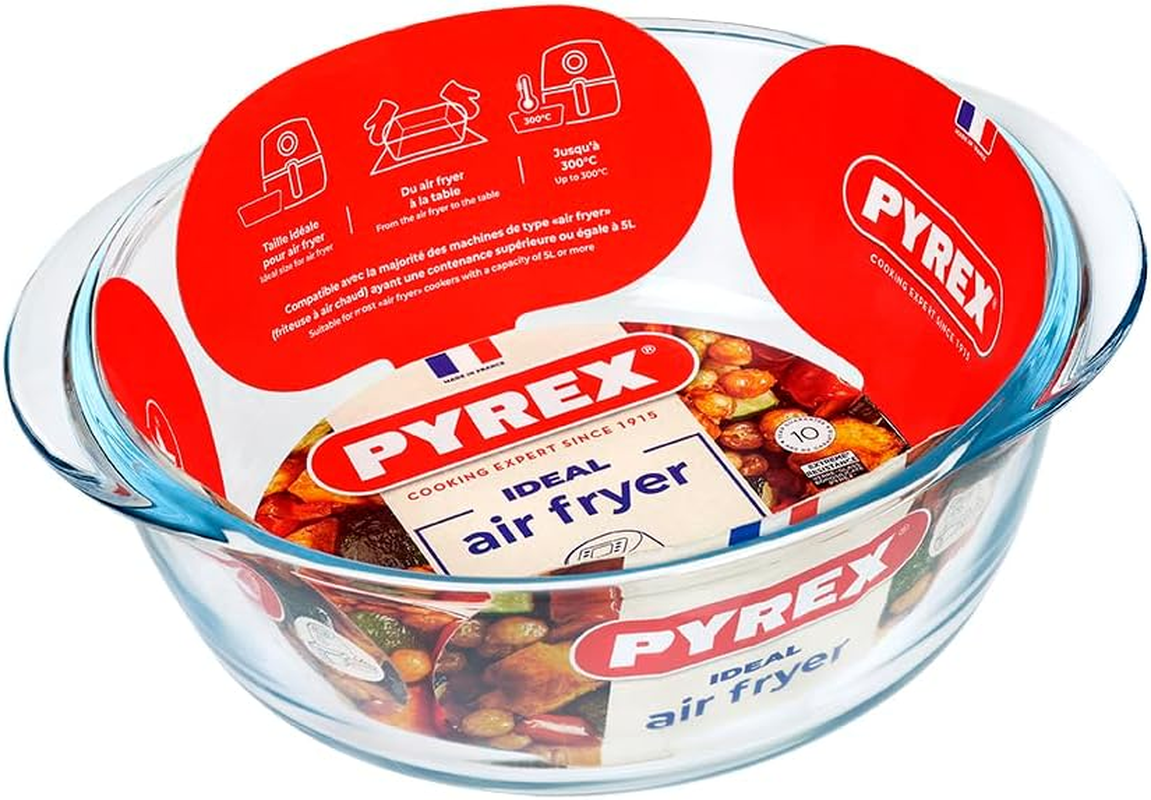 PYREX, Ideal Airfryer, Square Oven Dish, 20 X 17 Cm, Resistant Borosilicate Glass, 1 L, Homogeneous Baking, Oven, Microwave, Freezer and Dishwasher Safe image number 4