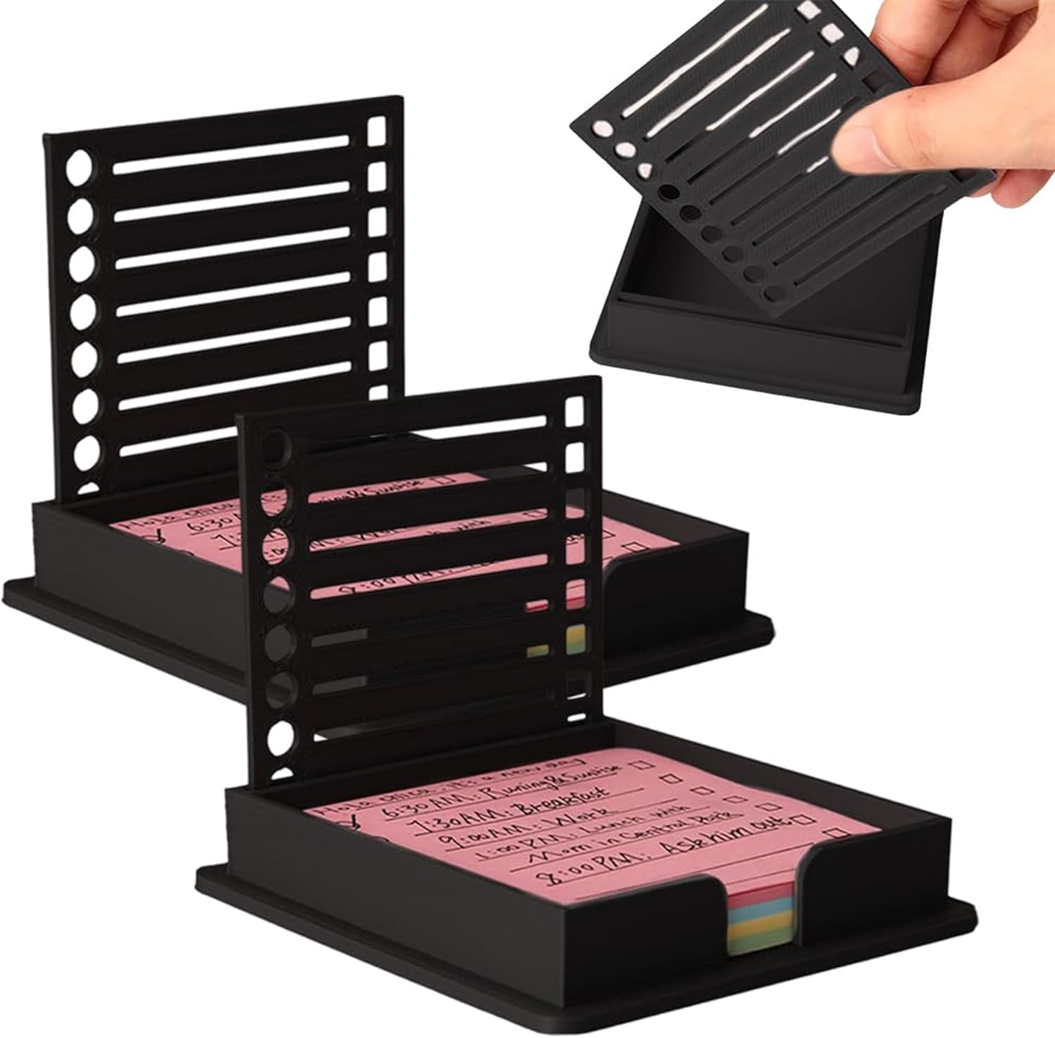 Sticky Note Holder Compatible with Post It Notes, Stencil for 3X3 Notes, Organizer & Dispenser(Black, 2Pcs)