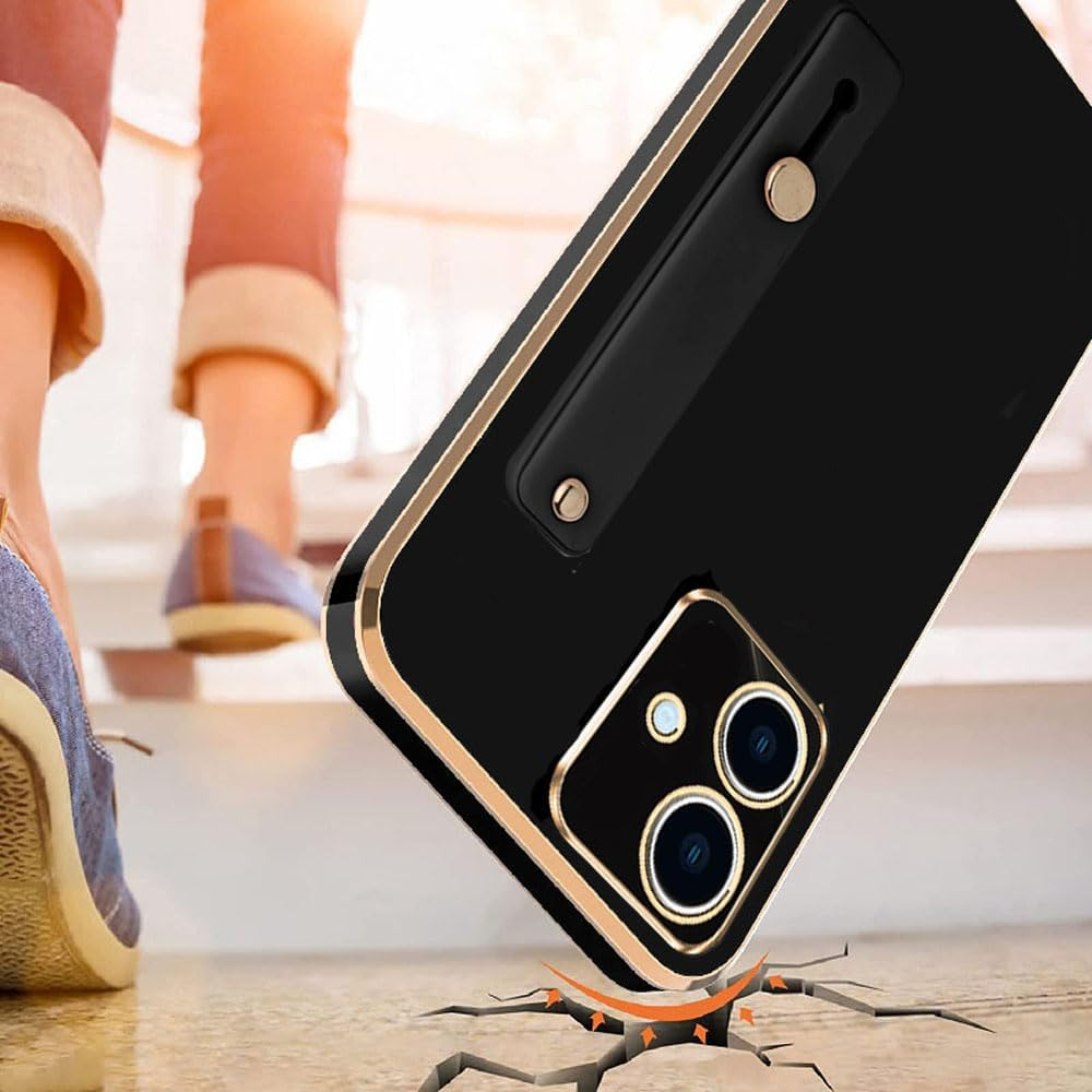 For Motorola G54 5G (6.5 Inch) Case,[2 in 1] with 2.5D Clear Tempered Glass Screen Protector, Luxury Lovely Plating Case Soft Smooth with Wrist Strap Stand Protective Cover(For Moto G54 5G) image number 5