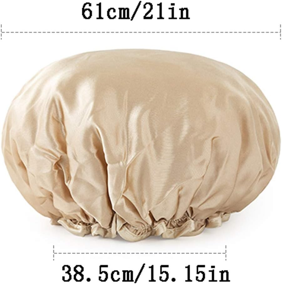 Useful Double-Layer Shower Cap Waterproof West in the Women'S Thickened Children'S Shower Head Cover Kitchen to Prevent Lampblack and Send Foam Ball (2 Pcs) Suitable for Ladies, Children and Girls, Tr image number 2