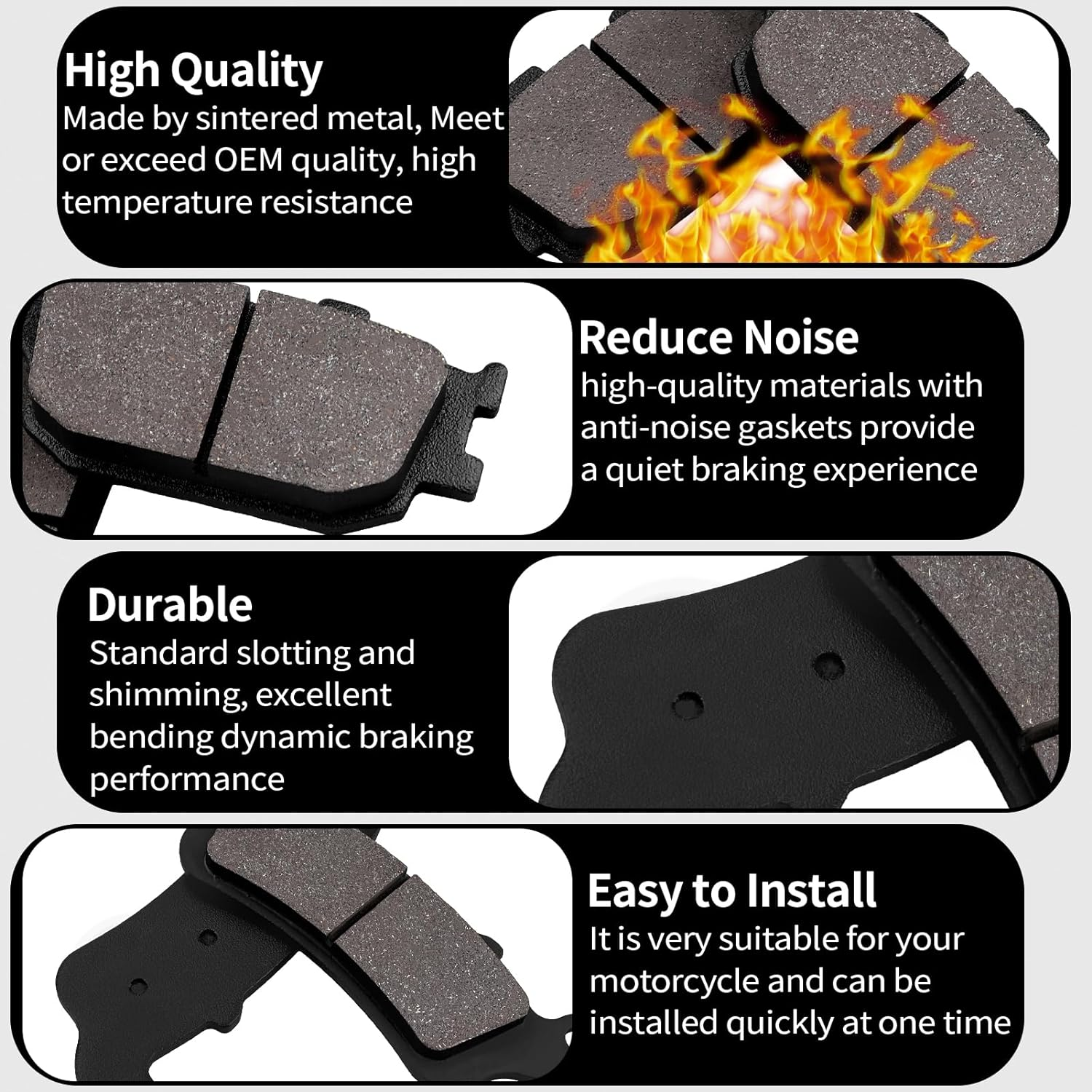 Front and Rear Brake Pads for Kawasaki EN650 EN 650 Vulcan S 2015 2016 2017 2018 2019 2020 image number 1