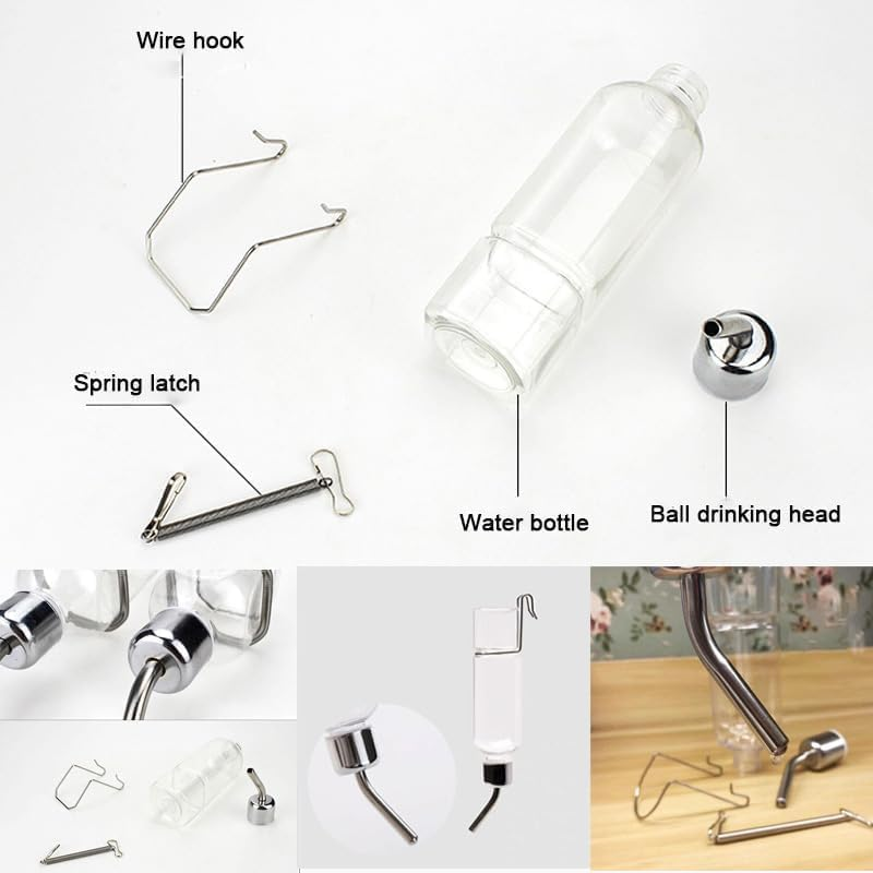 Liyquint Guinea Pig Water Bottle No Drip, 350Ml Plastic Small Animal Cage Water Dispenser for Rabbits, Chinchillas, Ferrets - Leak-Proof Hanging Drinking Bottle for Pet Cages (1) image number 2