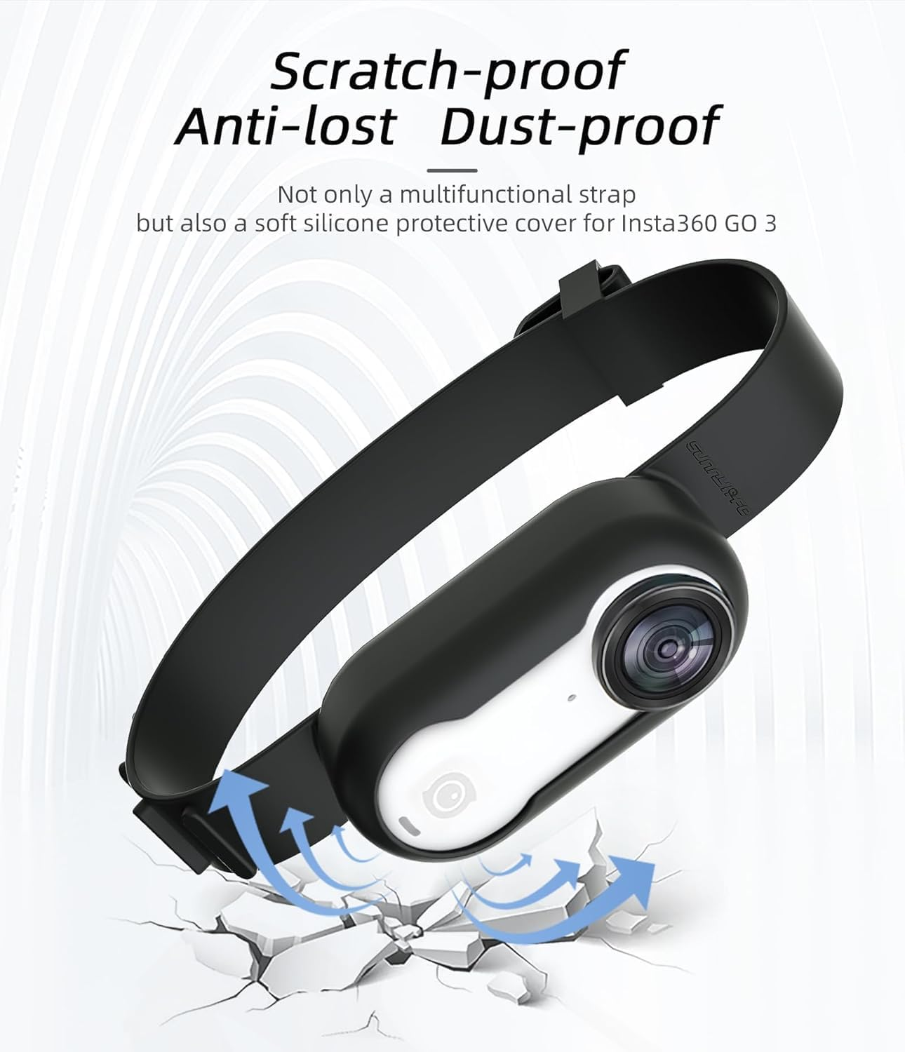 Silicone Wristband for Insta360 GO 3, XICEN Waterproof Silicone Protective Case for Insta360 GO 3 Camera Accessory (White) image number 5