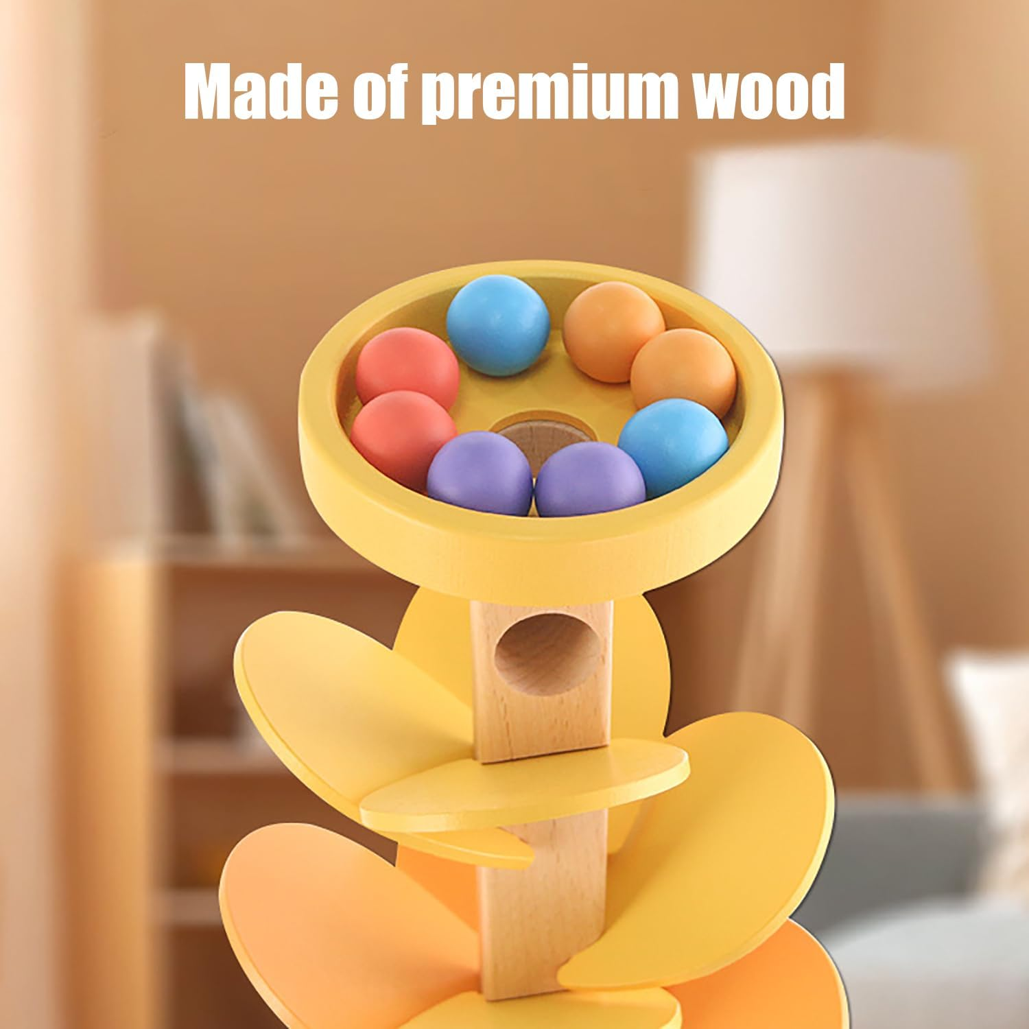 Wood Color Sorting Toys Wooden Marble Run Music Tree Montessori Toys for Kids 3+ Years Old Marble Ball Run Learning Game (Color) image number 2