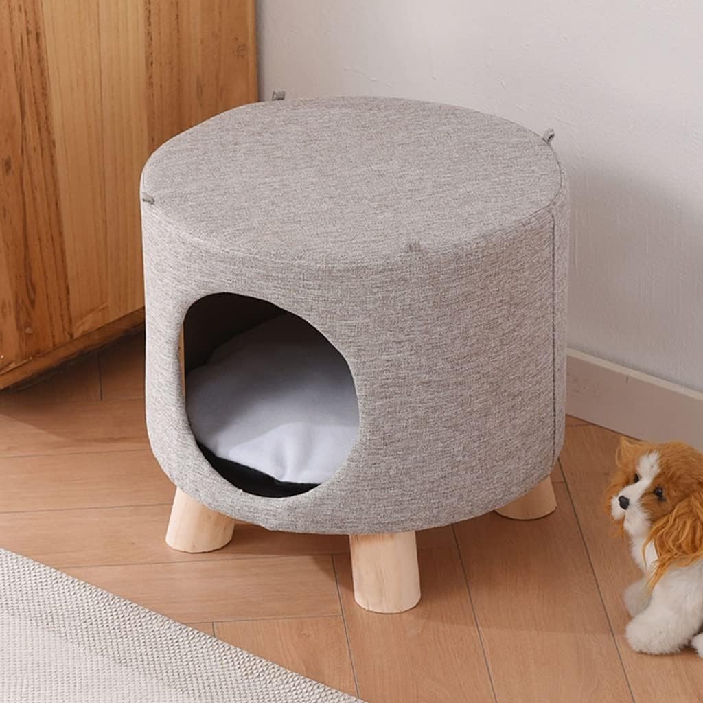 Indoor Cat Litter Stool Enclosed Cat Litter Cat Bed Four-Season Pet Litter(Color:Brown) image number 3