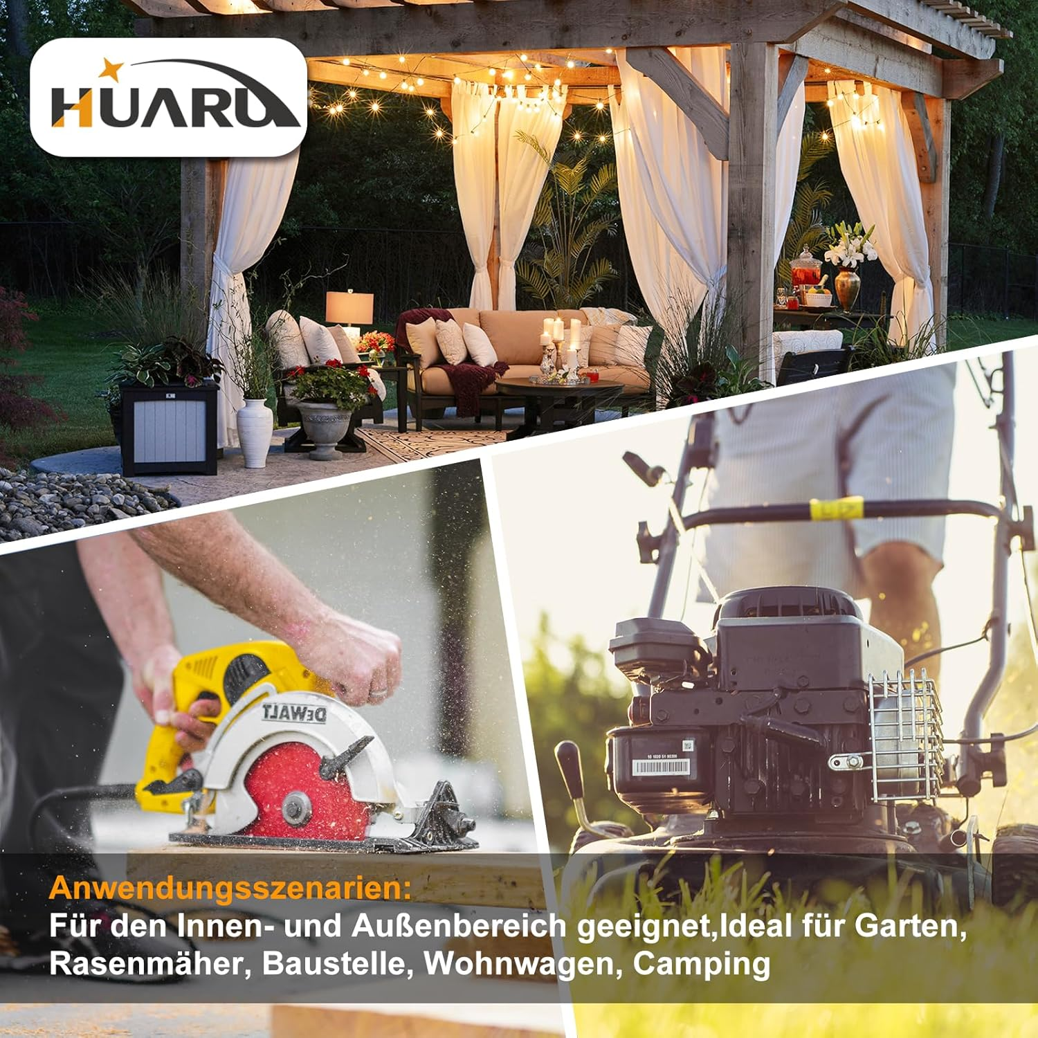 Outdoor Extension Cable 10 M with 2 Schuko Sockets, Double Extension with Protective Cap for Outdoor Use, IP44, Power Cable with Double Coupling, Rubber Cable with 2-Way Sockets, 3500 W, Black image number 2