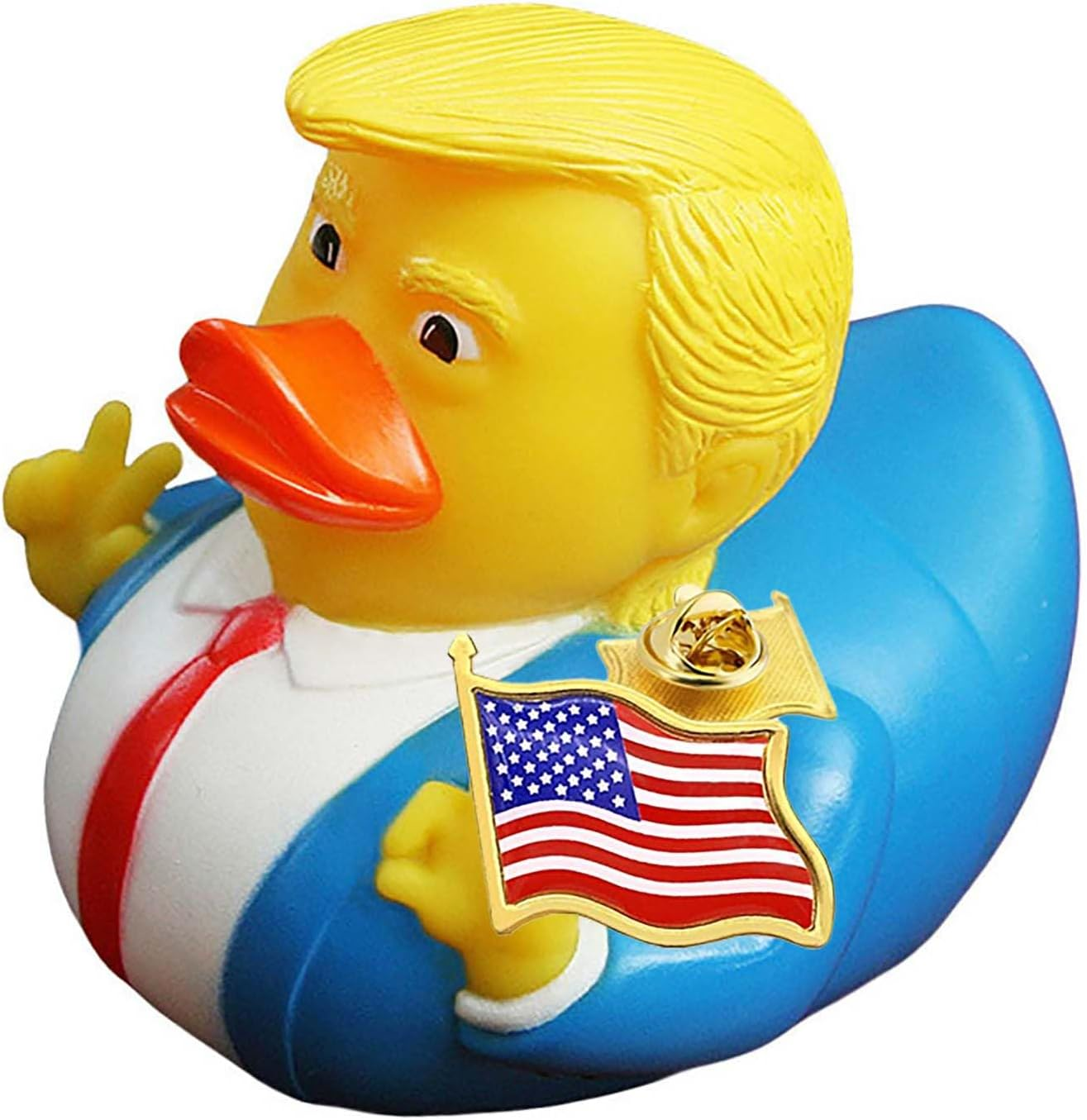 Donald Trump Flag Rubber Duck Decoration - Ornament for Car Dashboard or Bath, with Flag in Hand image number 3