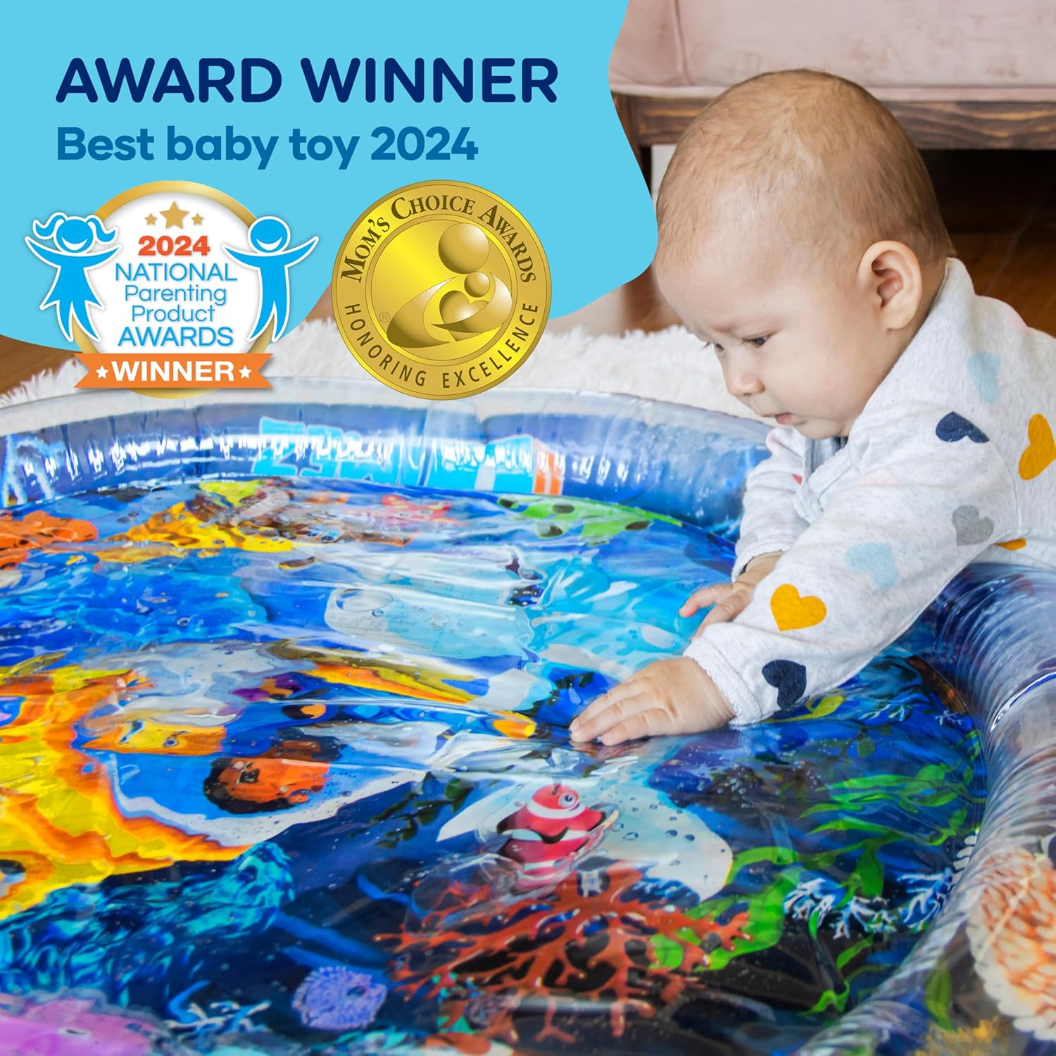 Premium Tummy Time Water Mat, Extra Large Multi-Stage Activity Center Promoting Baby Motor & Sensory Development, Inflatable Playmat Visual Stimulation Gift Infants Toddlers Boys Girls image number 5