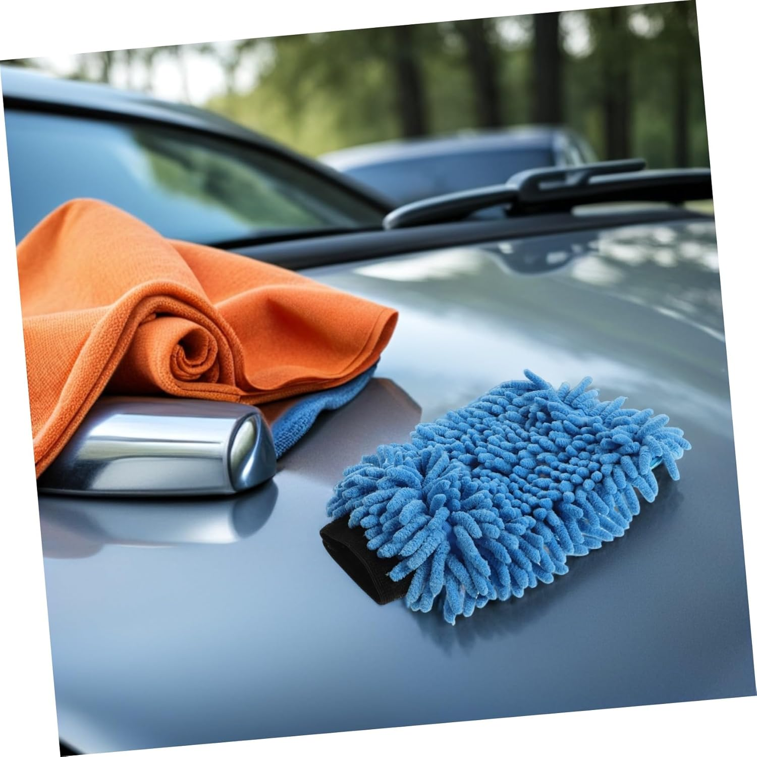 AKOOSY 4Pcs Microfiber Car Wash Mitts Chenille Absorbent Car Cleaning Gloves for Trucks Motorcycles Boats Reusable Automotive Detailing Tools for Exterior Care Random Color image number 6