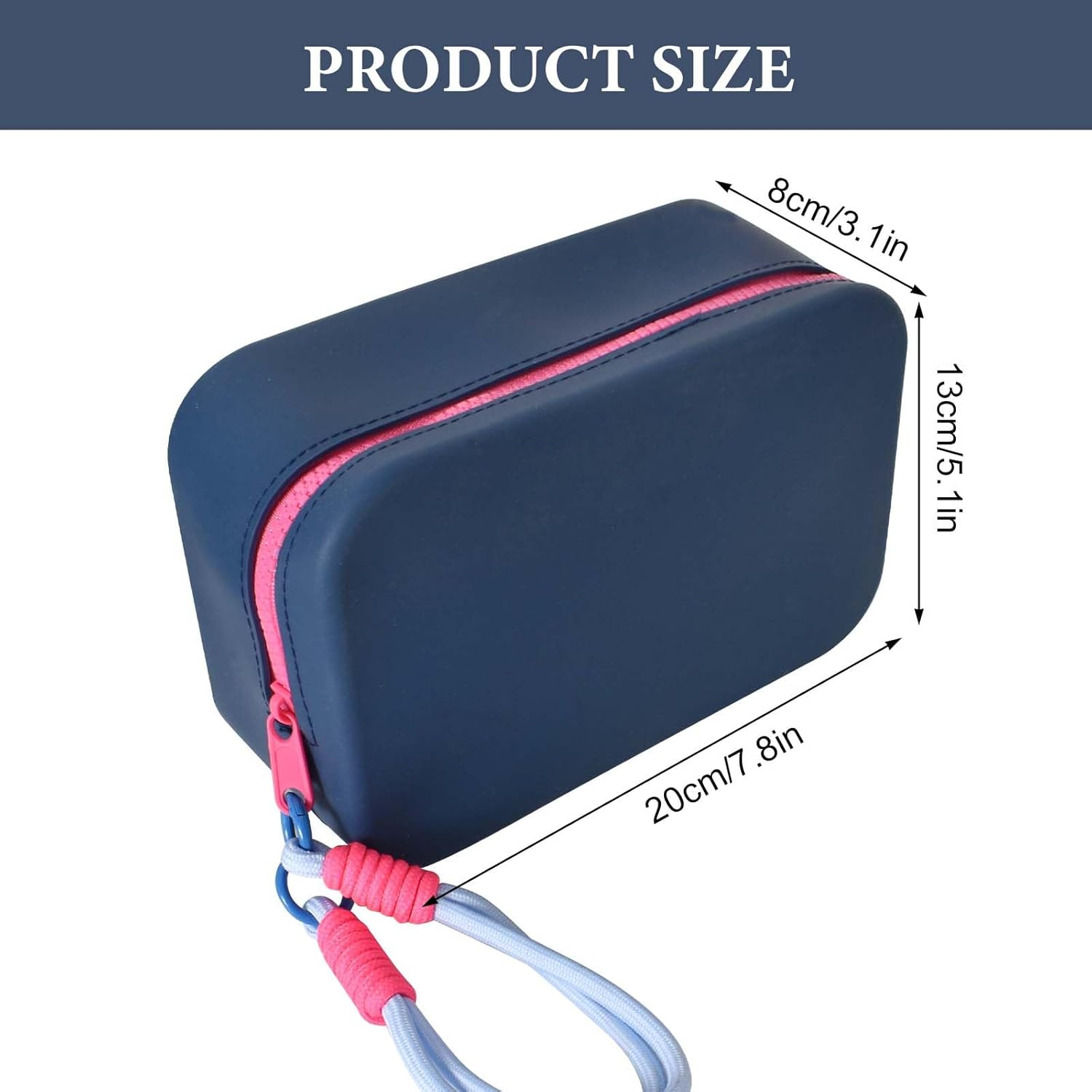 Waterproof Silicone Cosmetic Bag, Pack of 2 Make up Bag with Handle, Silicone Bag, Travel Bag, Portable Travel Bottles, Cosmetic Makeup Brush Storage, Light Blue, Dark Blue, Flexible