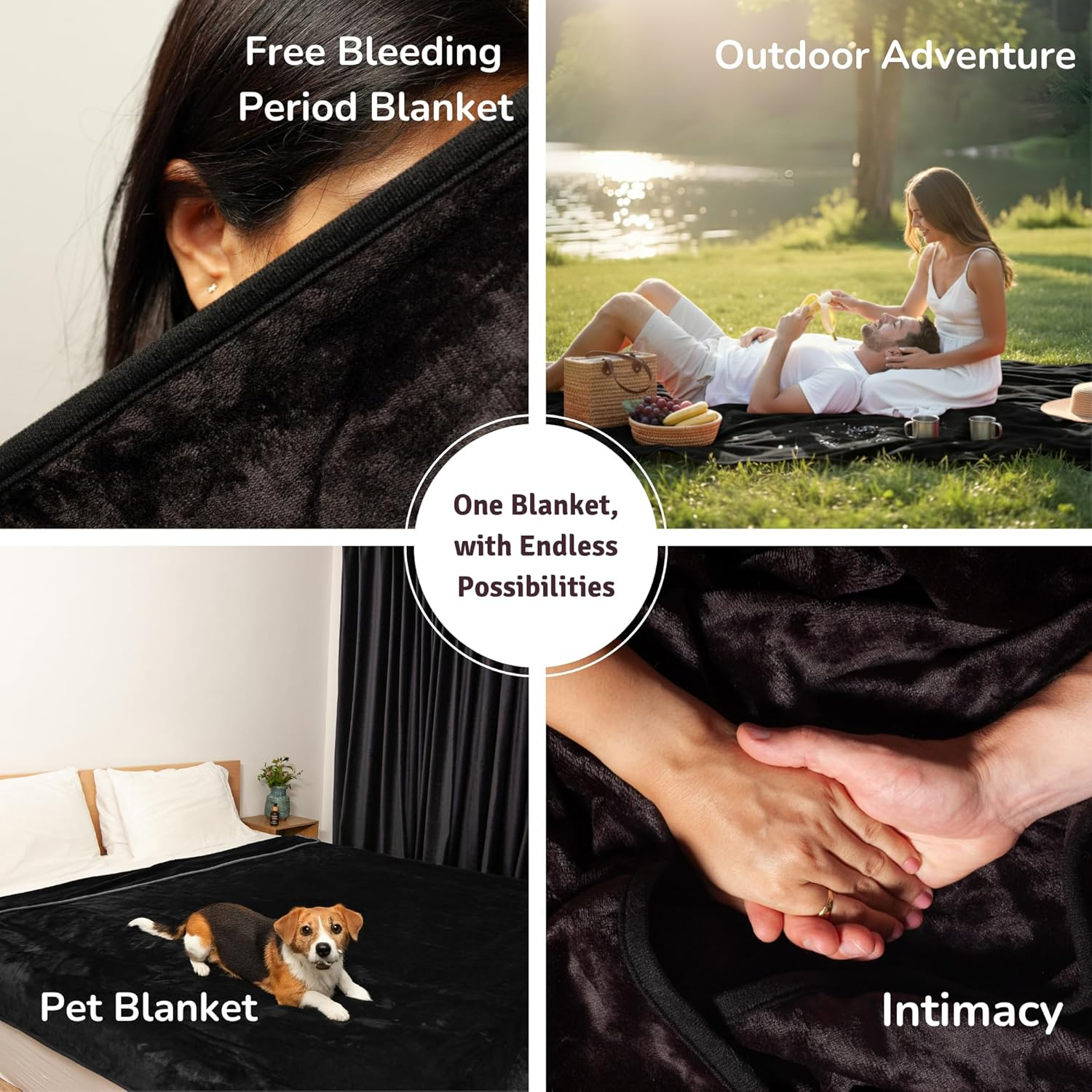 Velvety Waterproof Blanket, Black Large 140 X 100 Cm, Soft Waterproof Mattress Protector, Period Stain Proof Throw for Adults, Couples, Children & Dogs image number 6