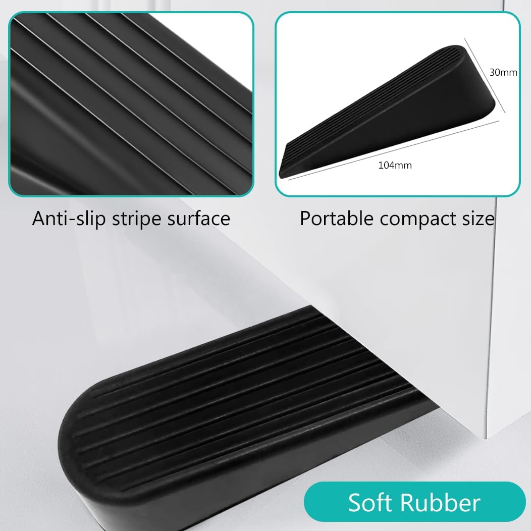 RINGSUN 4-Pack Door Stoppers for Bottom of Door, No-Slip Rubber Door Stopper Door Wedge, Ideal for Floor and Carpet Surfaces image number 5