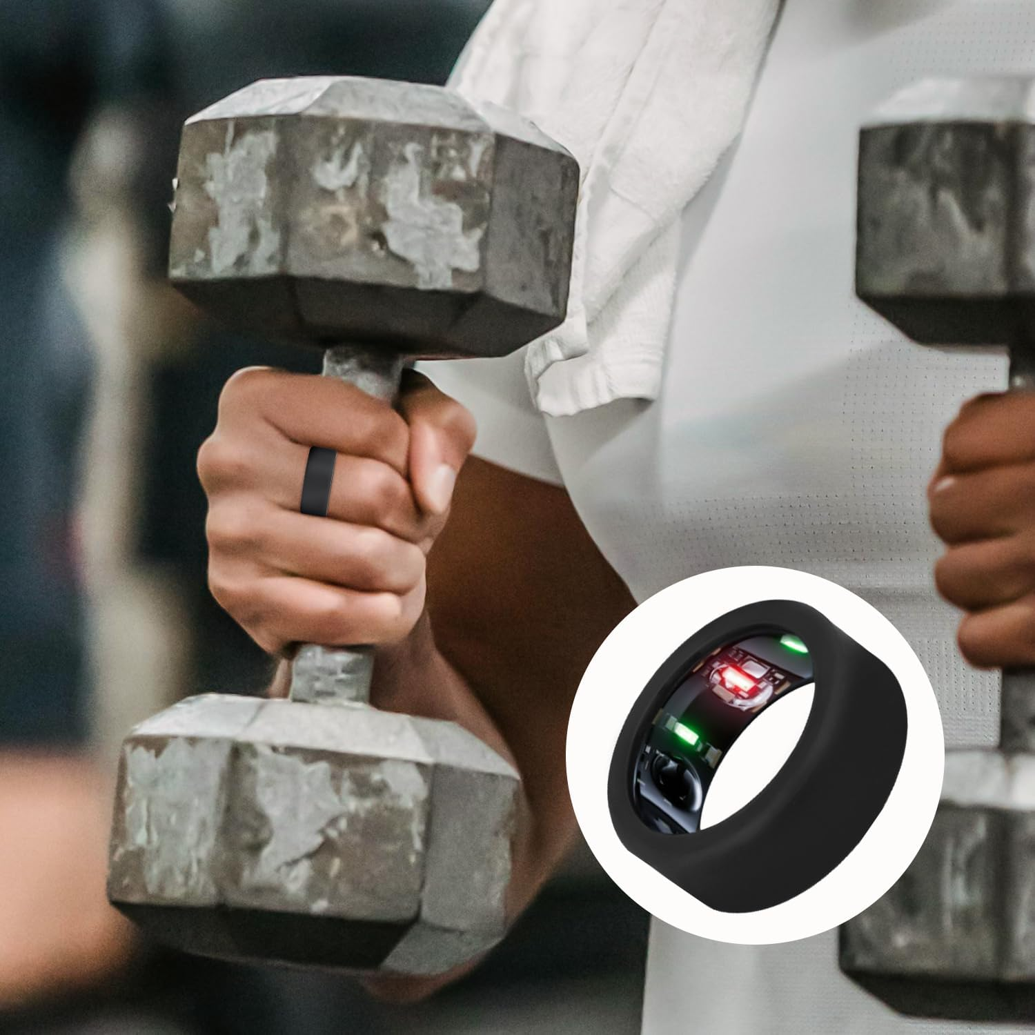 2Pcs Silicone Ring Covers Compatible with Oura Ring Gen 3, Flexible Black Silicone Protective Case for Oura Smart Ring Guard Protector for Gym, Fits S Size(11/12/13) image number 1